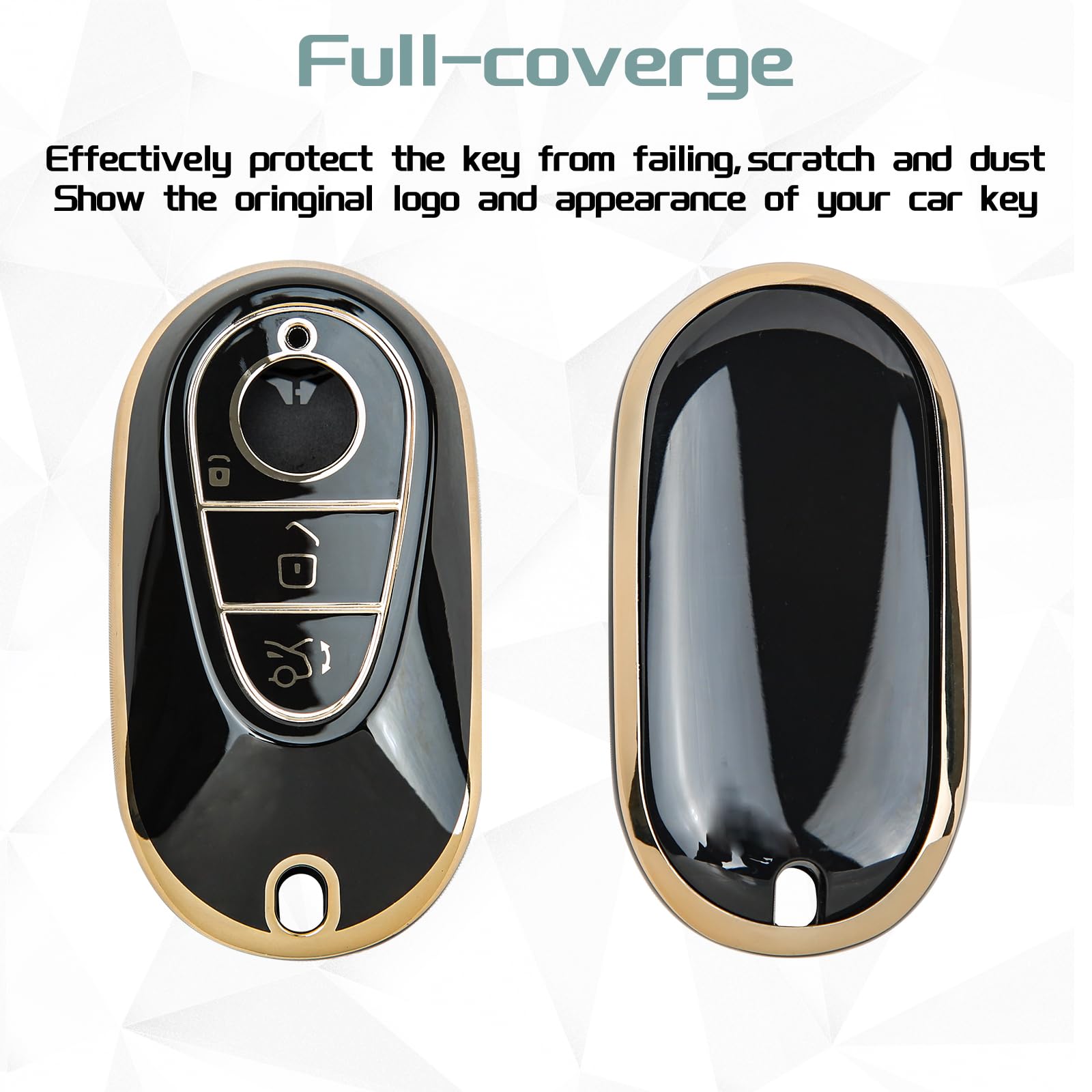 Compatible with Mercedes Benz Key fob Cover with Keychain Case Key Shell Protector for 2020-2023 S-Class G-Class E-Class EQE EQS