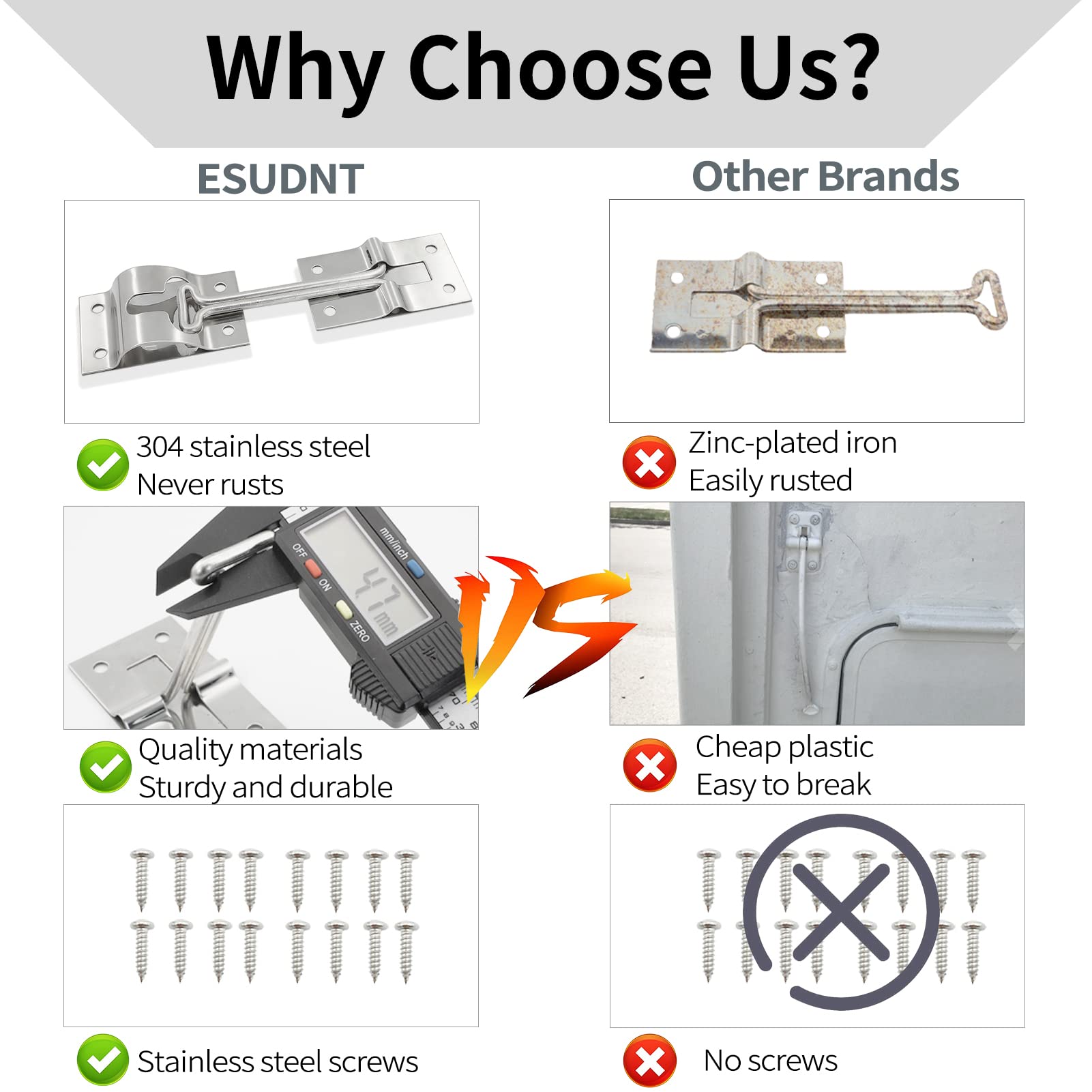 ESUDNT Stainless Steel Rv Door Holder Latch Catch for Trailer,Camper,Cargo,Truck(2 Pack, 4 Inch, Come with Screws)