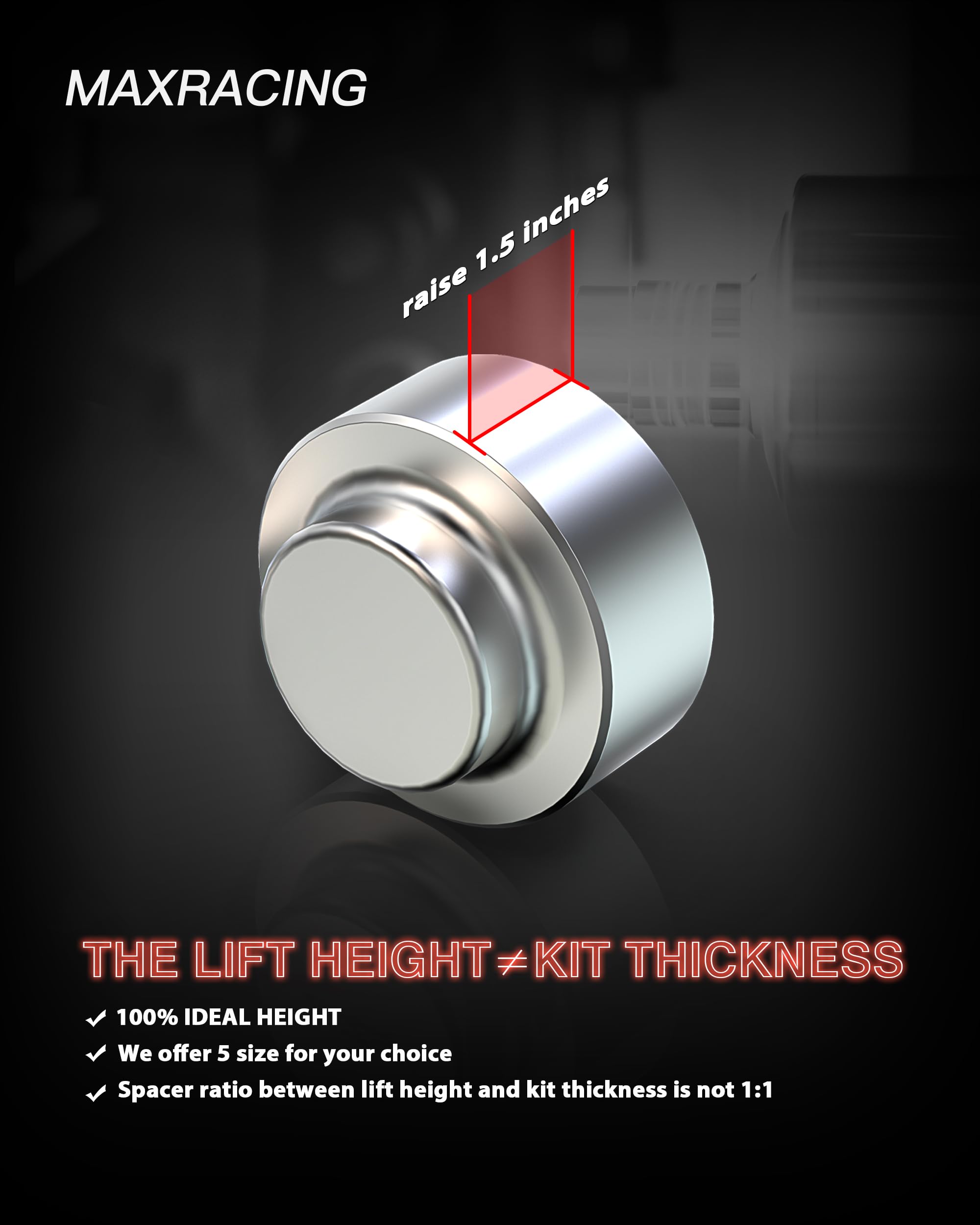 Maxracing 1.5'' Rear Leveling Kit & Rear Lift Spacers Compatible With 2009-2025 Dodge Ram 1500 | 2000-2020 Tahoe | 2000-2020 Sub