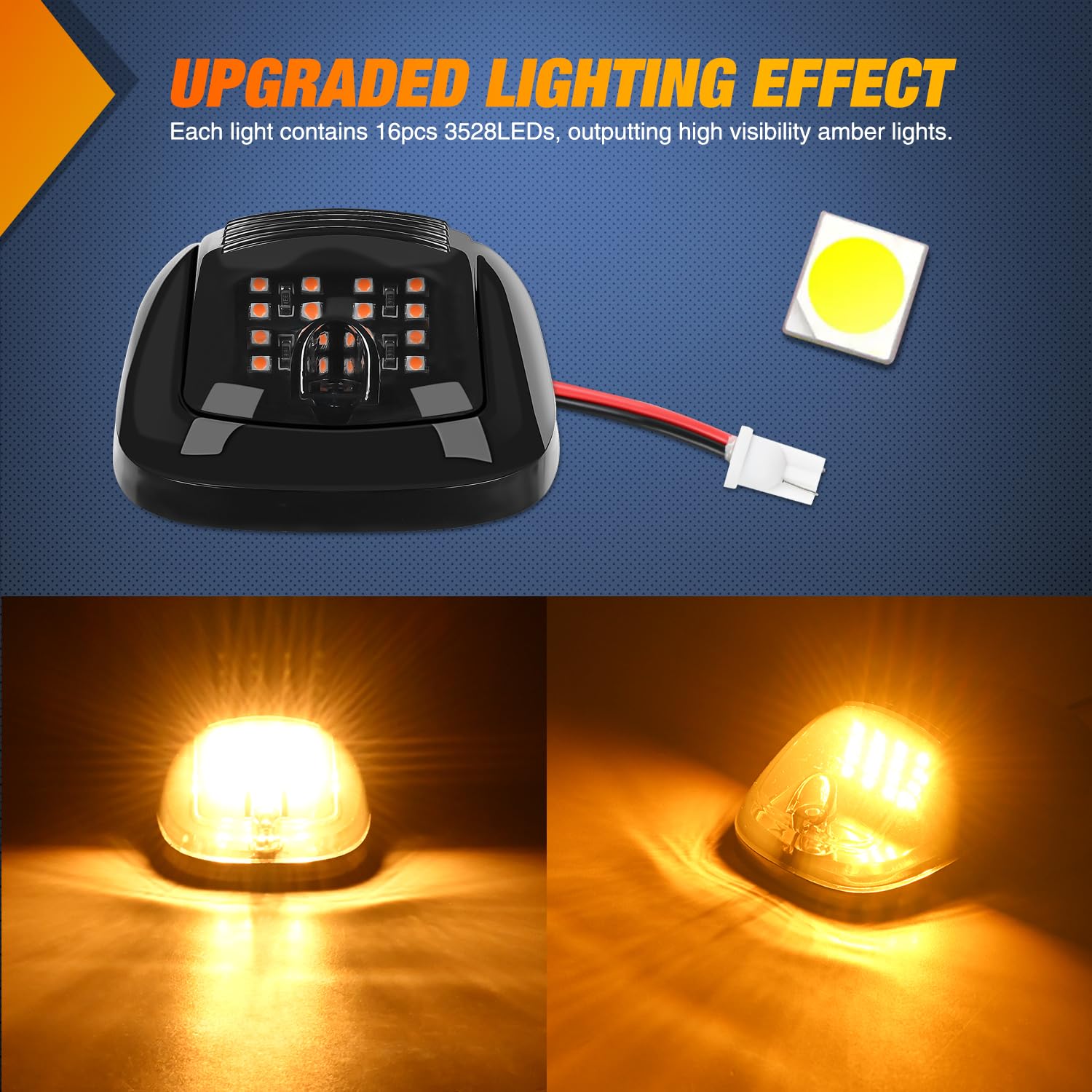 Nilight Cab Roof Marker Light 5 Pcs 16 Led Smoked Lens Amber Top Clearance Lights Kit Waterproof Surface Mount For Ford Dodge Ra