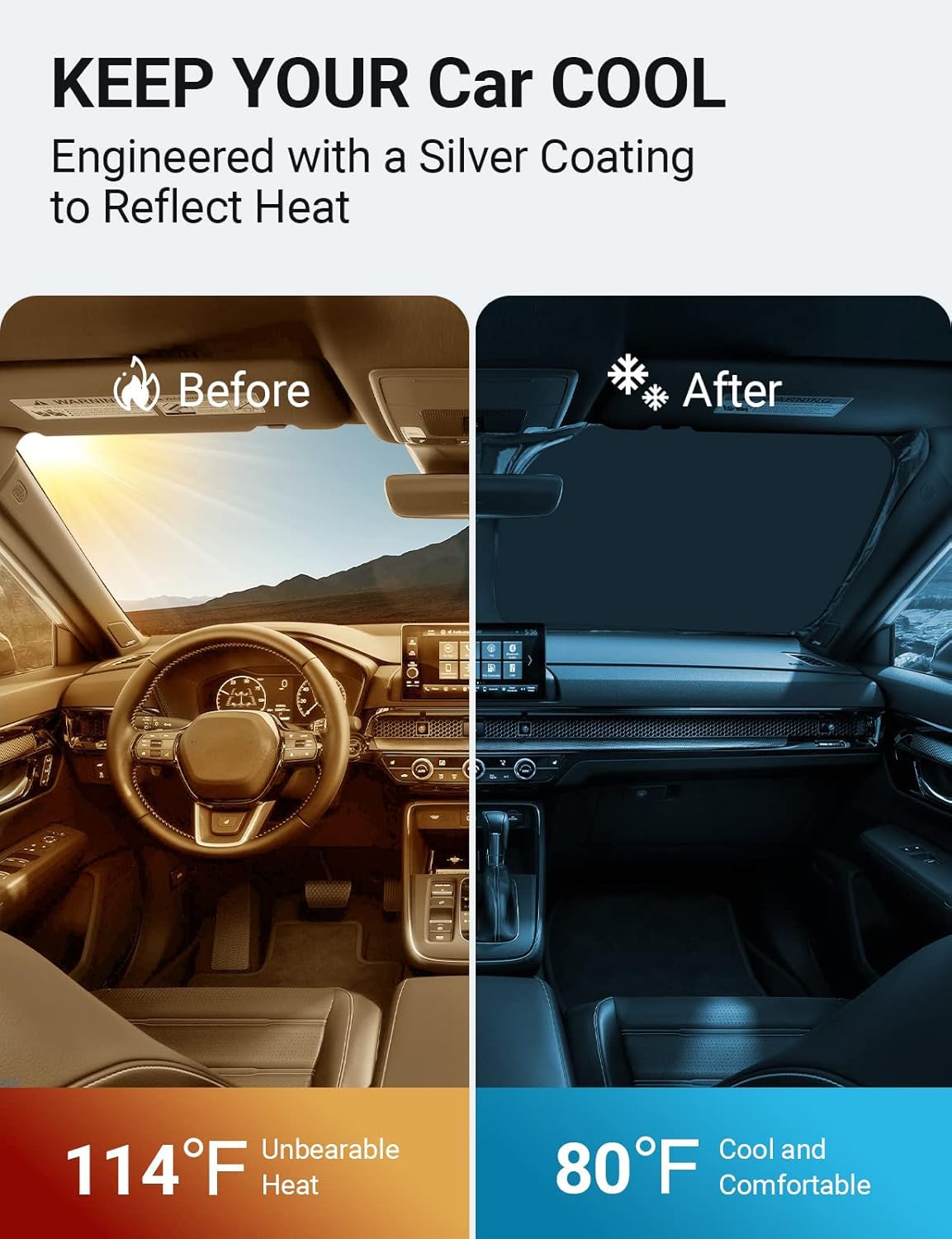 Proadsy 2025 Upgrade Windshield Sunshade Custom For Honda Crv 2023 2024 2025 Block Sun & Uv Foldable Front Window Car Shade Prot