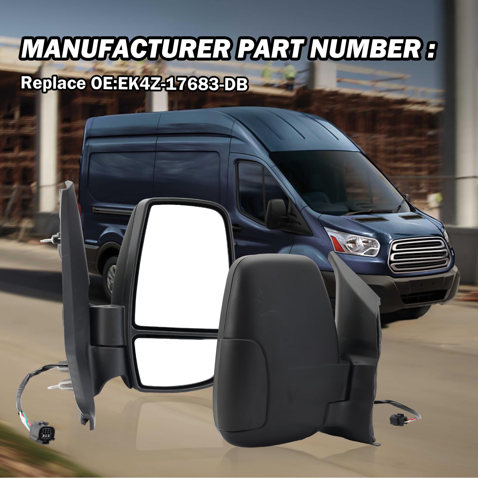 Mofoap Passenger Side Mirror,Mirror Compatible With 2015-2025 Ford Transit 150 250 350 350 Hd,Transit Side View Power Glass Towi