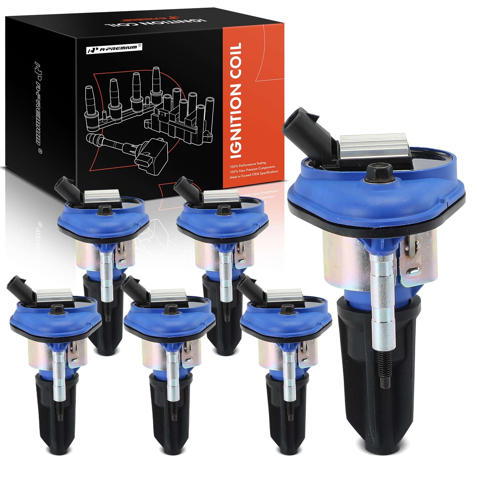A-Premium (Blue) Engine Ignition Coil Pack Compatible With Chevy Trailblazer 2002-2005 & Gmc Envoy 2002-2005 & Buick Rainier 200