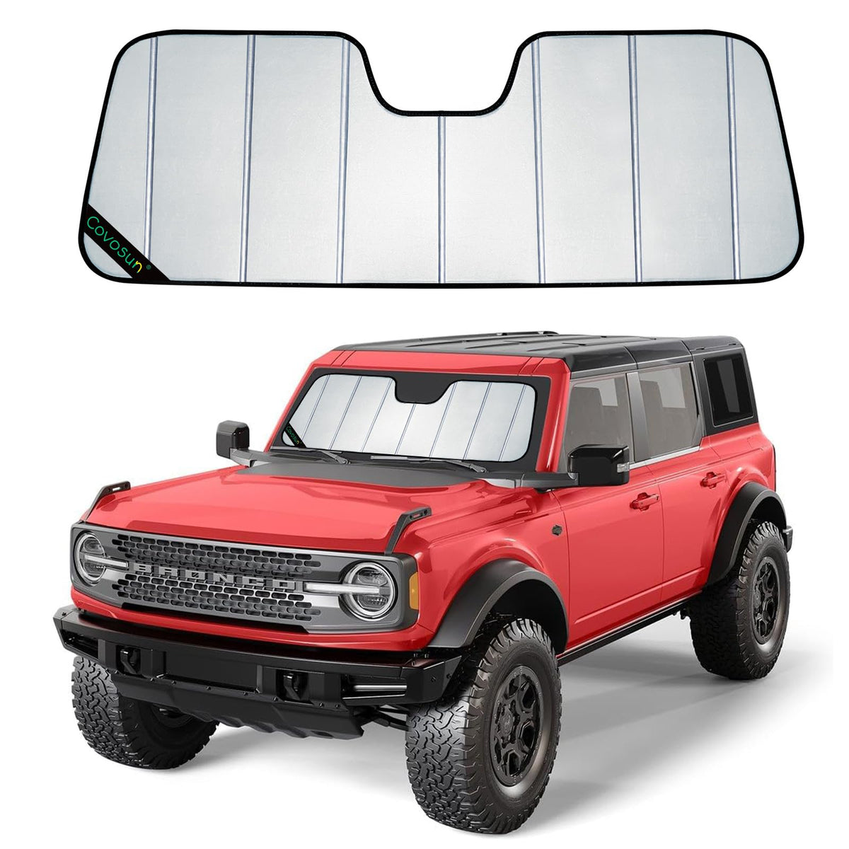 Covosun Windshield Sunshade for Ford Bronco, Premium Folding Windshield Sun Shade for Ford Bronco (2021-2024), Window Sunshade S