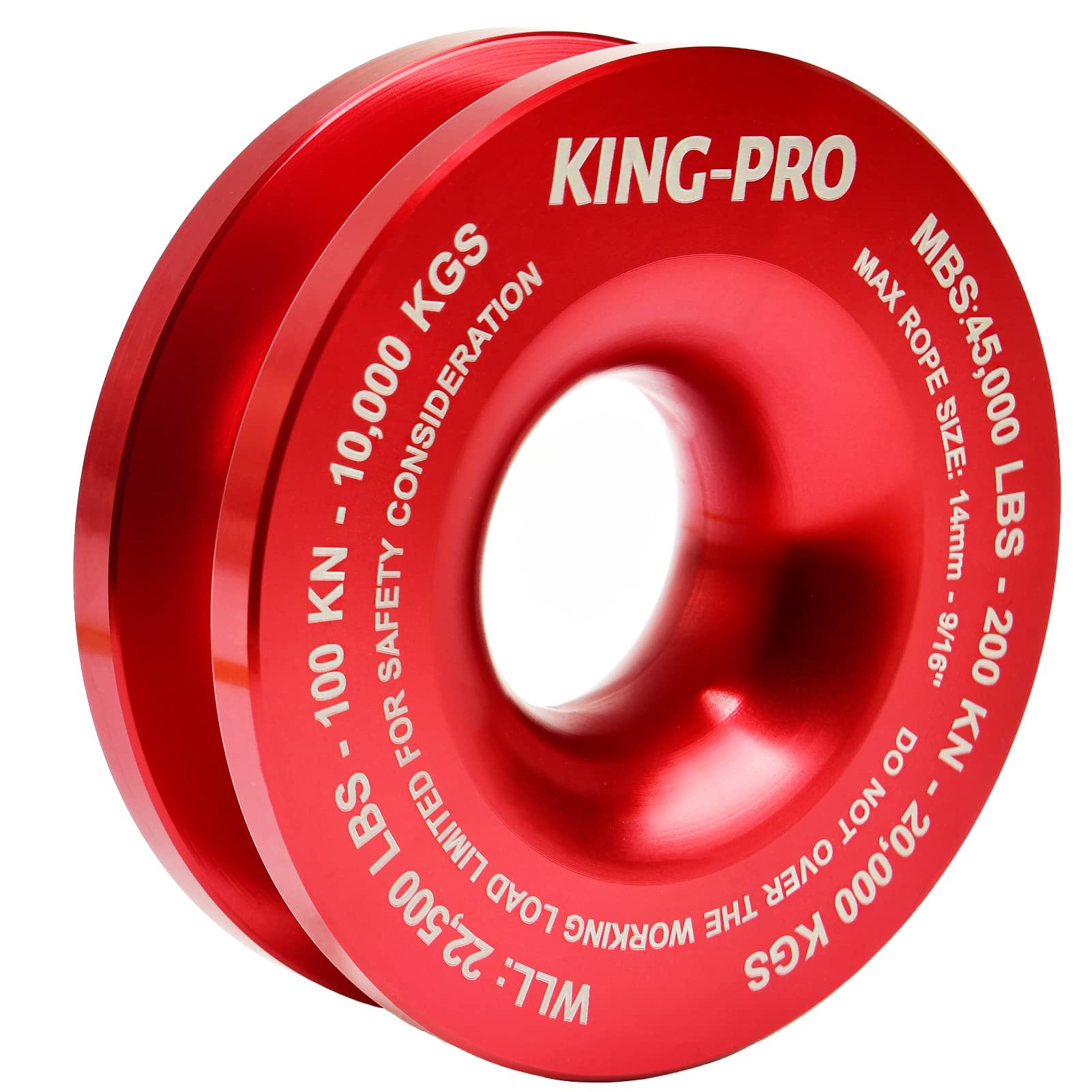 KING-PRO Snatch Recovery Ring, 45000 lbs Winch Snatch Block Pulley Towing Ring, for ATV UTV SUV Truck Off-Road Vehicle Towing So