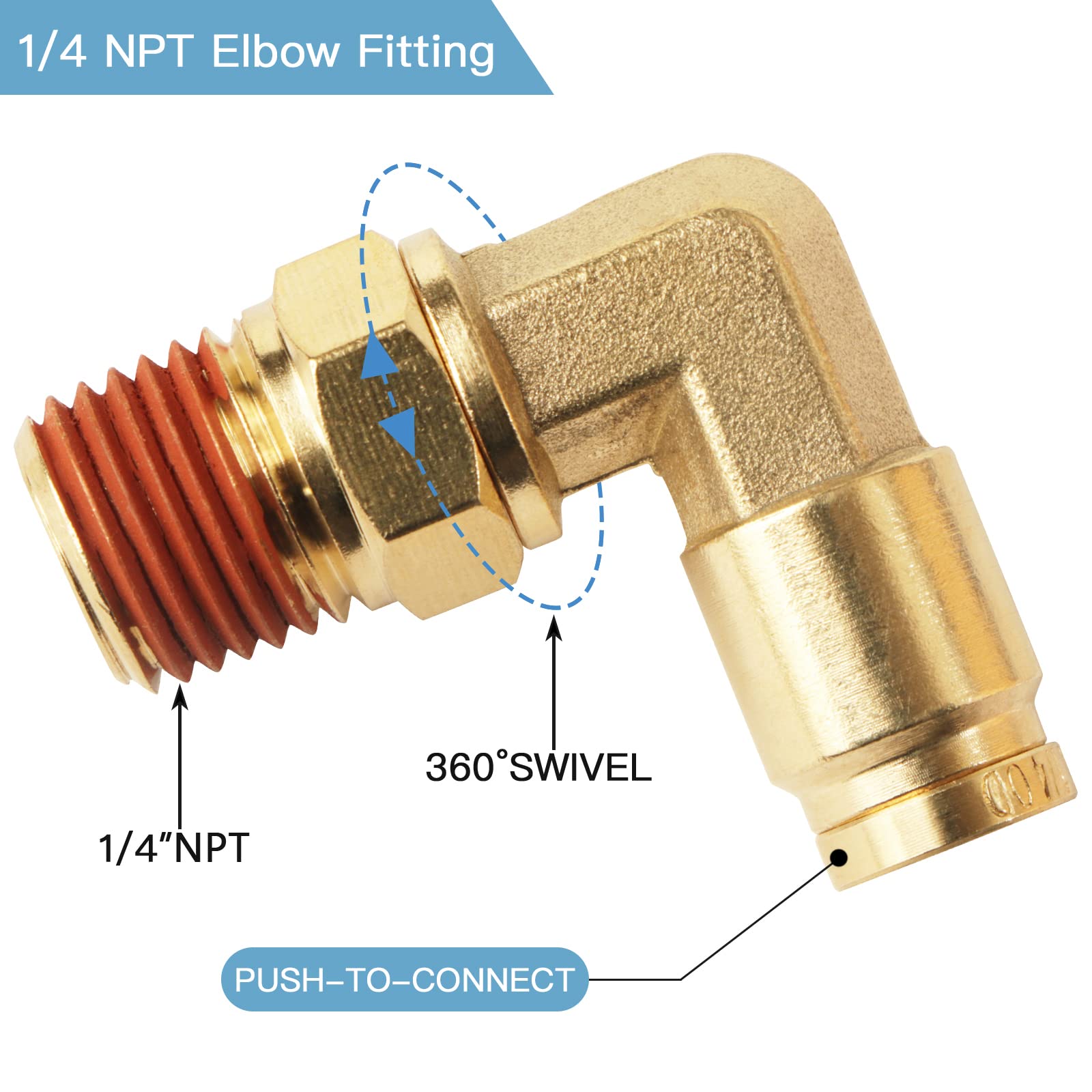 1/4 Dot Air Line Kit For Spring Bag Suspension, Include Truck Trailer Brass Dot Air Brake Line Fittings -Schrader Valves,1/4 Npt Elbow Fitting,Union Tee And And 20 Feet Tubing