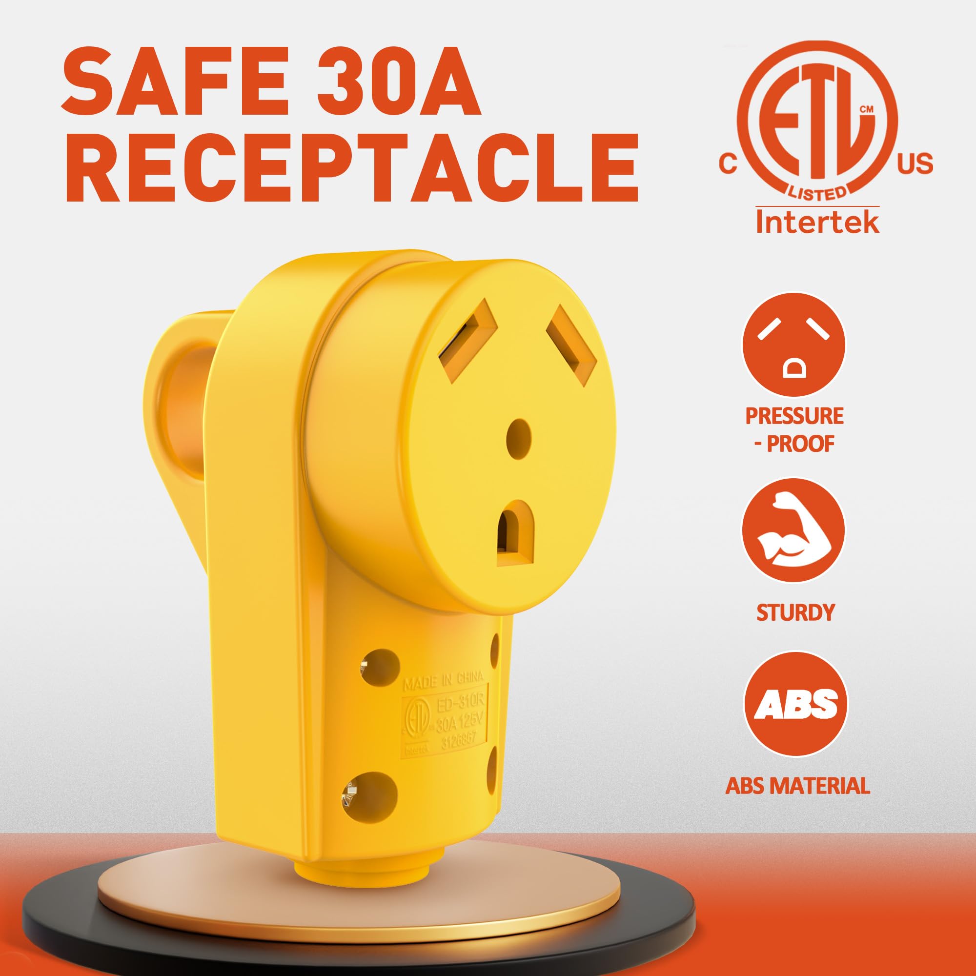 Snowyfox Rv 30 Amp Female Replacement Plug - Heavy Duty 30 Amp Rv Plug Receptacle With Ergonomic Handle, Designed To Accommodate