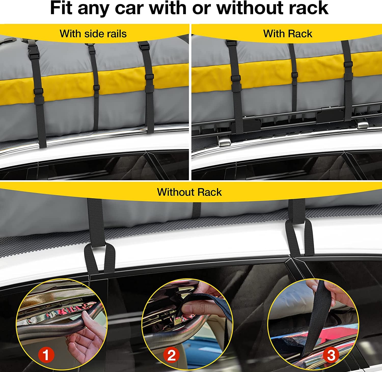 Wildroad Car Roof Bag Rooftop Cargo Carrier, 21 Cubic Feet Waterproof Roof Luggage Cargo Carrier Bag With Anti-Slip Mat For All Cars Vehicles Suv With/Without Rack (21 Cubic Feet)