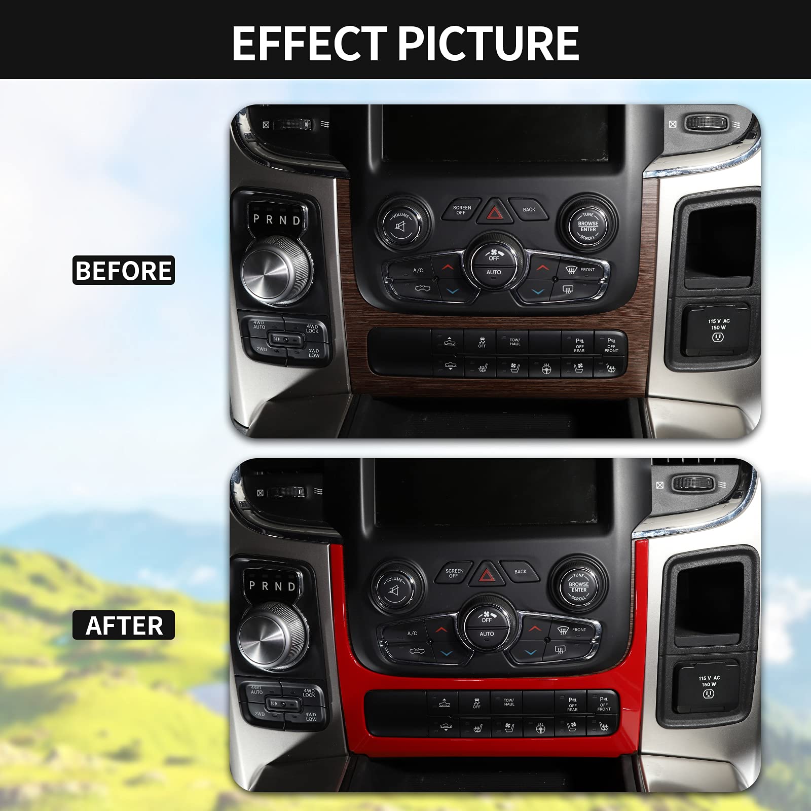 Rt-Tcz For Ram Dash Switch Panel Trim Cover Bezel For Dodge Ram 2012-2017 Red Interior Accessories