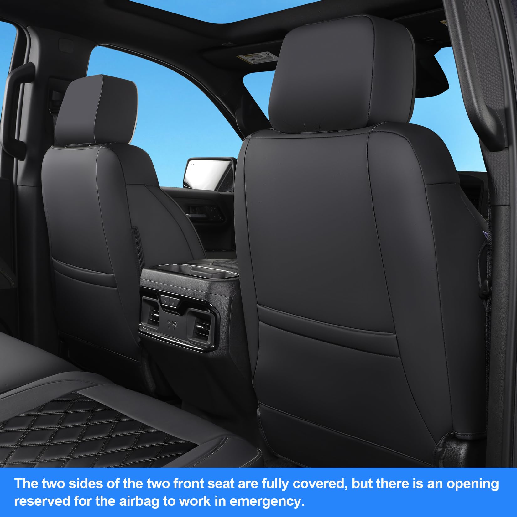 Tandi Custom Fit Silverado Seat Covers With Faux Leather For Chevy Silverado 2019 2020 2021 2022 2023 2024 & Gmc Sierra 1500 And