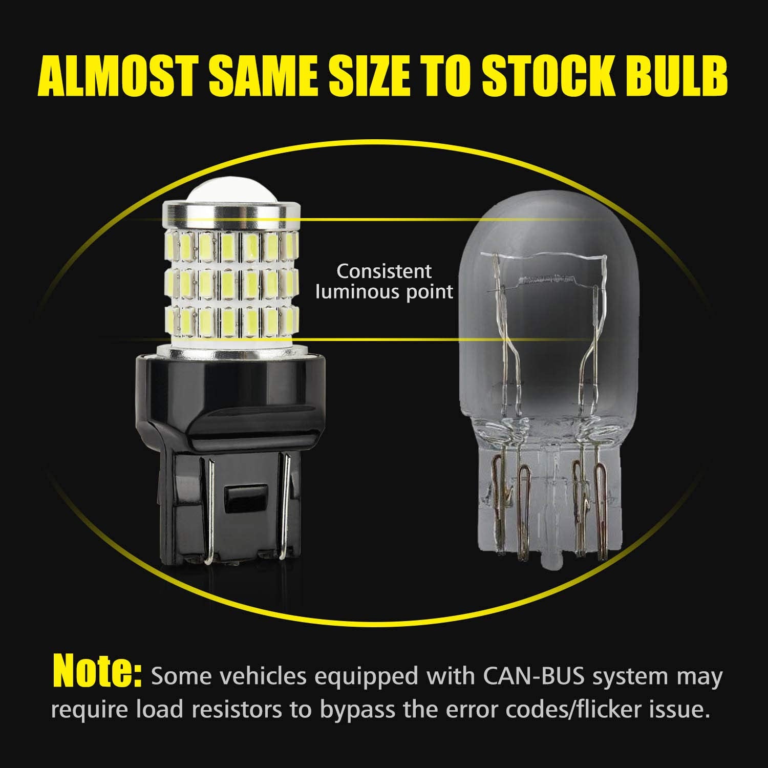 Auxlight 7440 7441 7443 7444 T20 992 W21W Led Bulbs Xenon White, Ultra Bright 57-Smd Led Replacement For Back Up/Reverse Lights, Brake/Tail Lights, Turn Signal/Parking Or Running Lights (Pack Of 2)