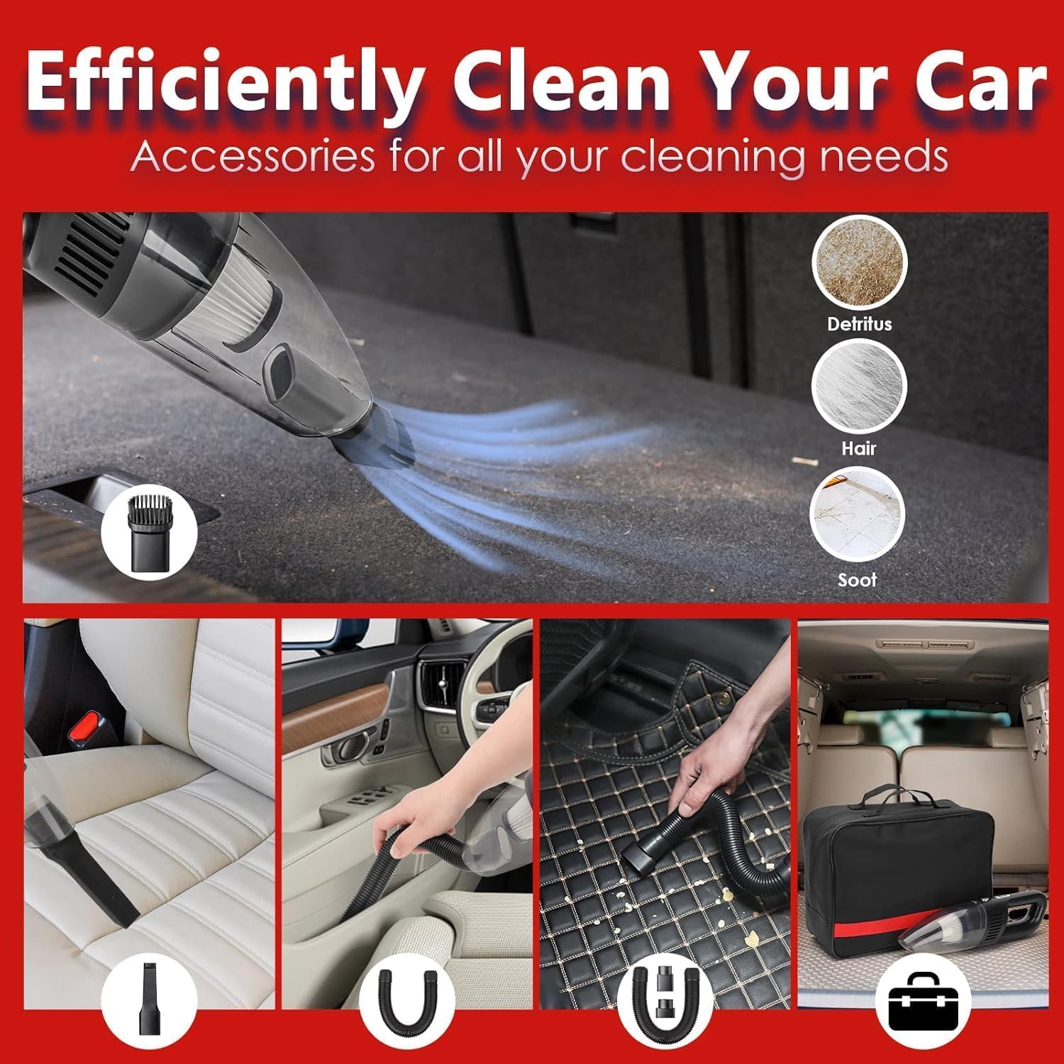 Gaslike 63Pcs Car Wash Cleaning Kit,Car Wash Brush With Long Handle,Car Detailing Kit With Foam Gun,Car Cleaning Supplies,Handhe