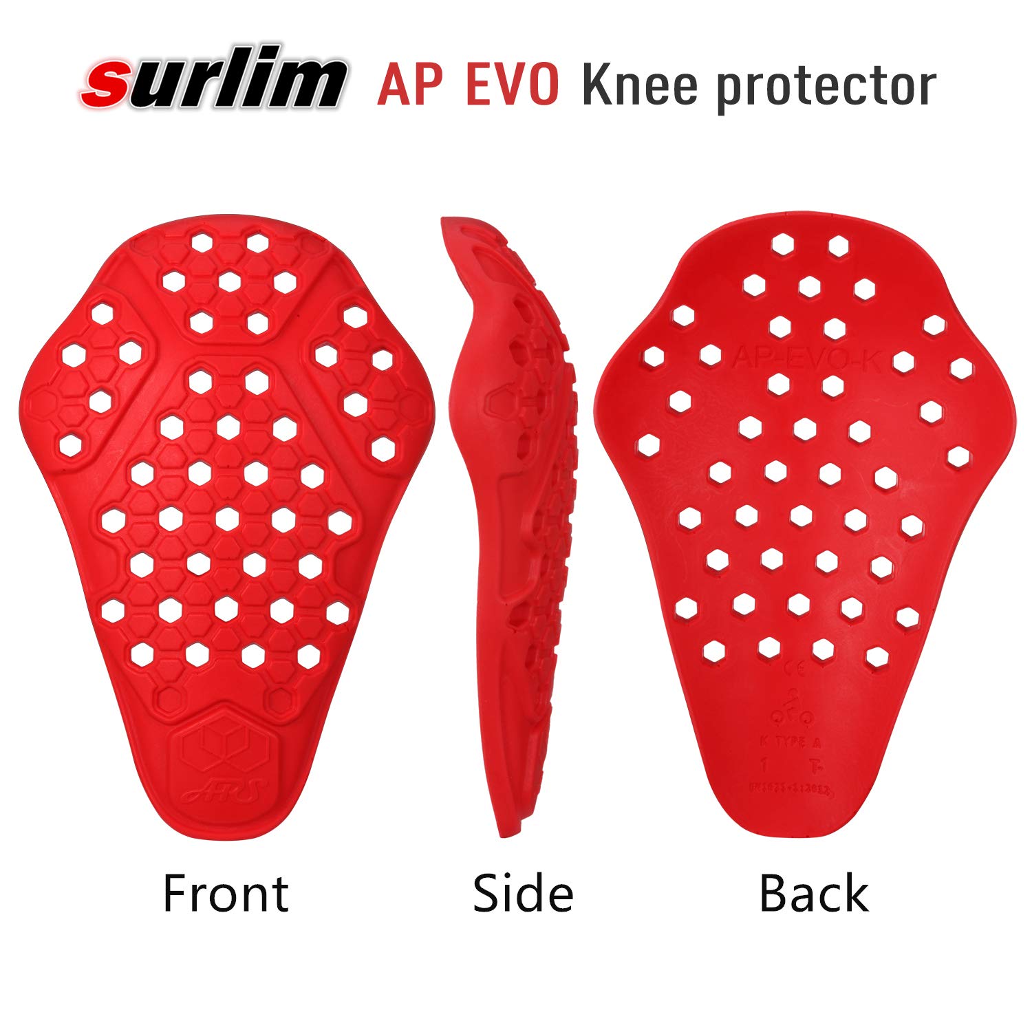 Surlim Knee Protector Ce Insert Armor Motorcycle Pants Replacement Pads Pair