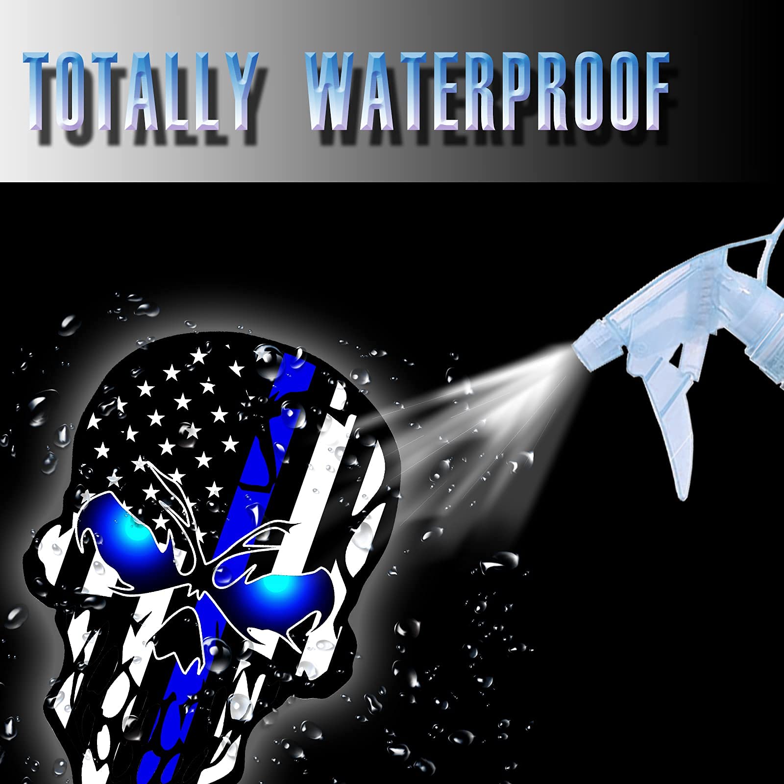 2 Pack Car Decals Stickers Skull Reflective Us Flag With Thin Blue Line, Honoring Police Law Enforcement Vinyl Stickers Van Truc