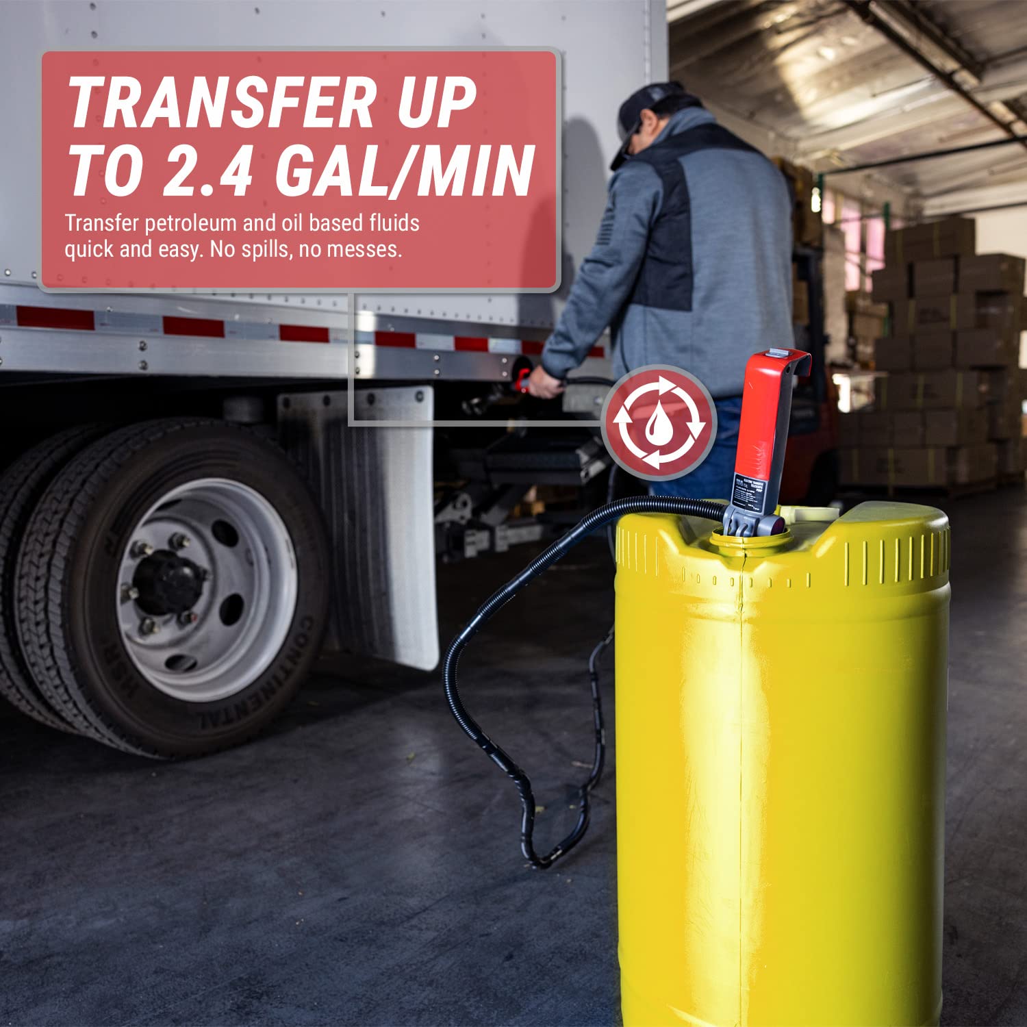 Tera Pump Fuel Transfer Pump W/Quick Flow Control Nozzle & Telescopic Tube - 3X Powerful D Battery Powered, 10Ft Xl Long Discharge Hose, Multipurpose Portable Battery Pump For Gas, Diesel (2.4 Gpm)