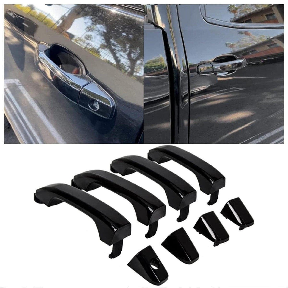 ECOTRIC 4Pcs Exterior Door Handles Replacement Compatible with 2014-2019 Chevy Silverado GMC Sierra Replacement for 22923605 232
