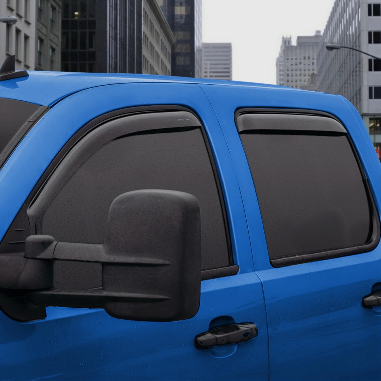 Goodyear Shatterproof In-Channel Window Deflectors For Trucks Chevrolet (Chevy) Silverado/Gmc Sierra 2007-2013 Crew Cab, Rain Gu
