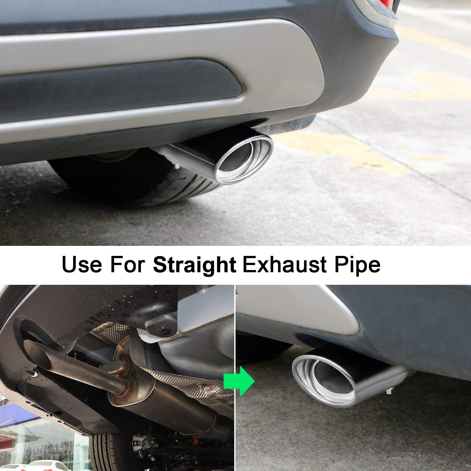 Dsycar Universal Stainless Steel 1.5 - 2.25 Inlet Exhaust Tips, Fit Pipes Diameter 1.5-2.25 inch, Adjustable Car Decoration