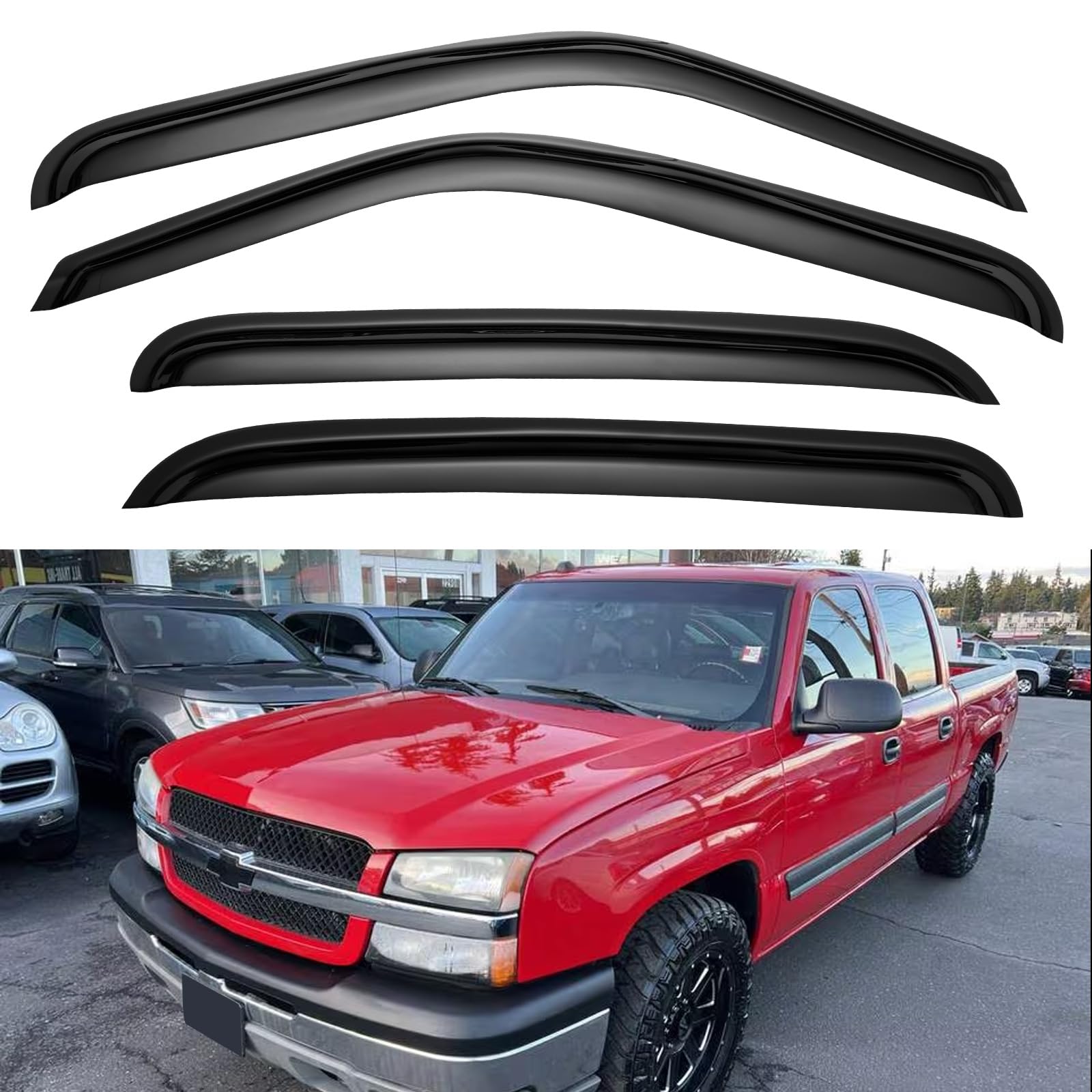 Window Visors Rain Guards For 2001-2007 Chevy Silverado/Gmc Sierra, Window Vent Wind Deflectors Visors Shades For 2000-2006 Subu