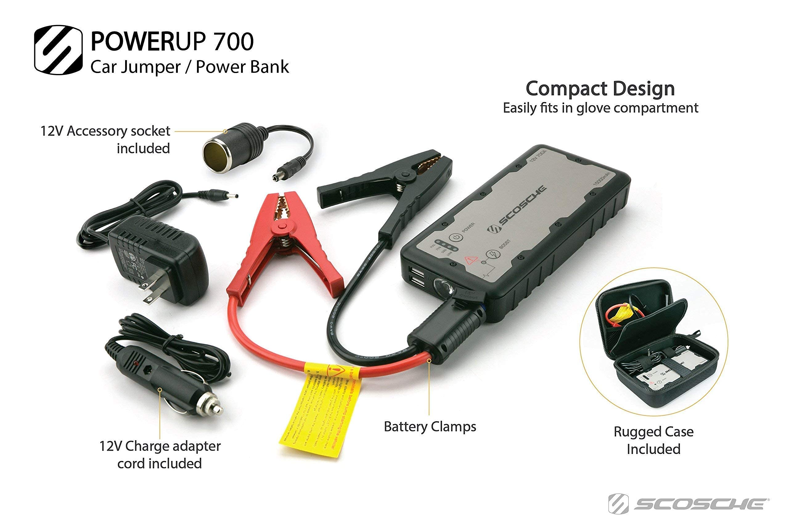 Scosche Pbj700-1 Powerup 700 Portable Car Jump Starter, Battery Booster For Automobiles