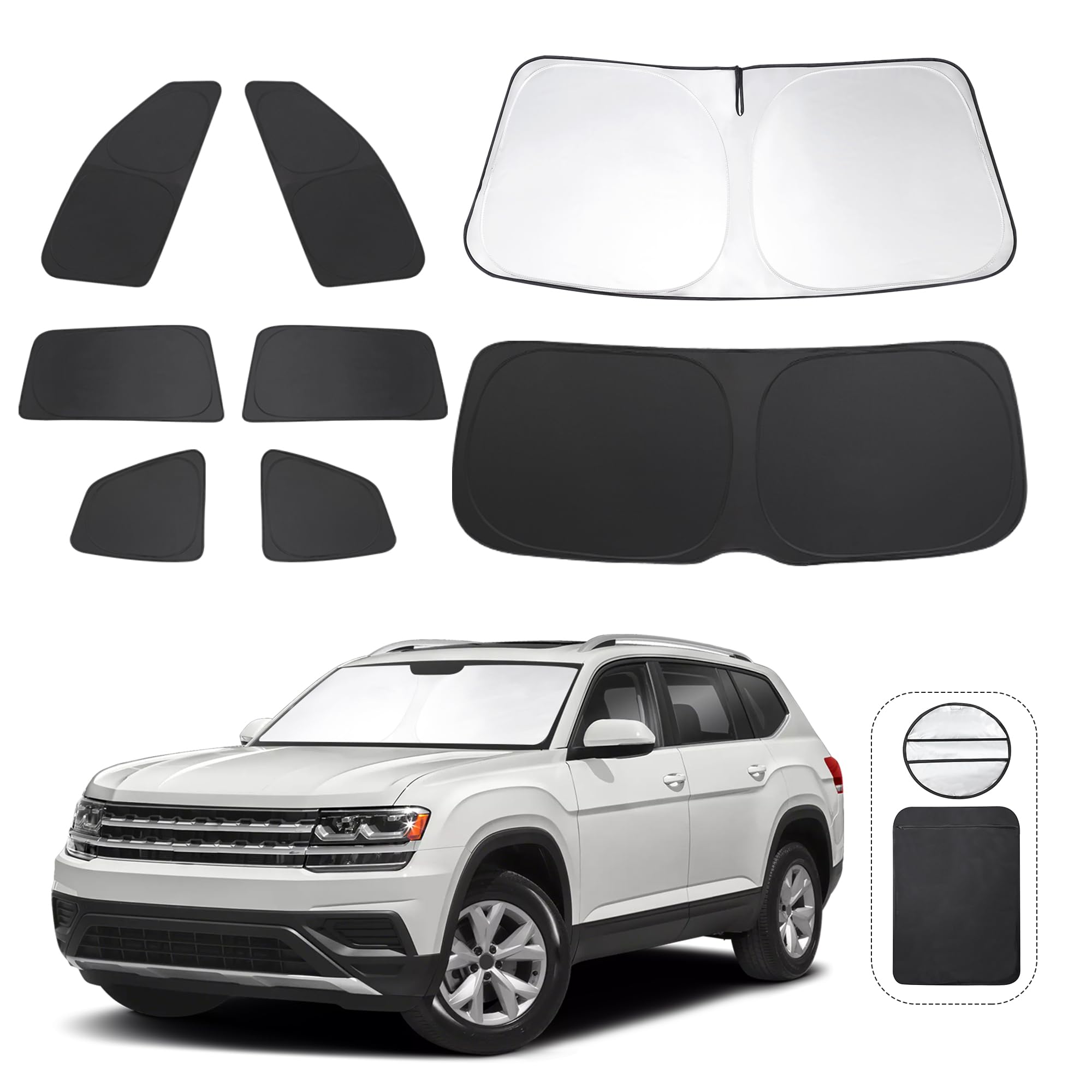 Tinglu Window Shades For Volkswagen Vw Atlas 2018-2024 2025 Accessories Car Side Full Windows Rear Triangular Windshield Sun Sha