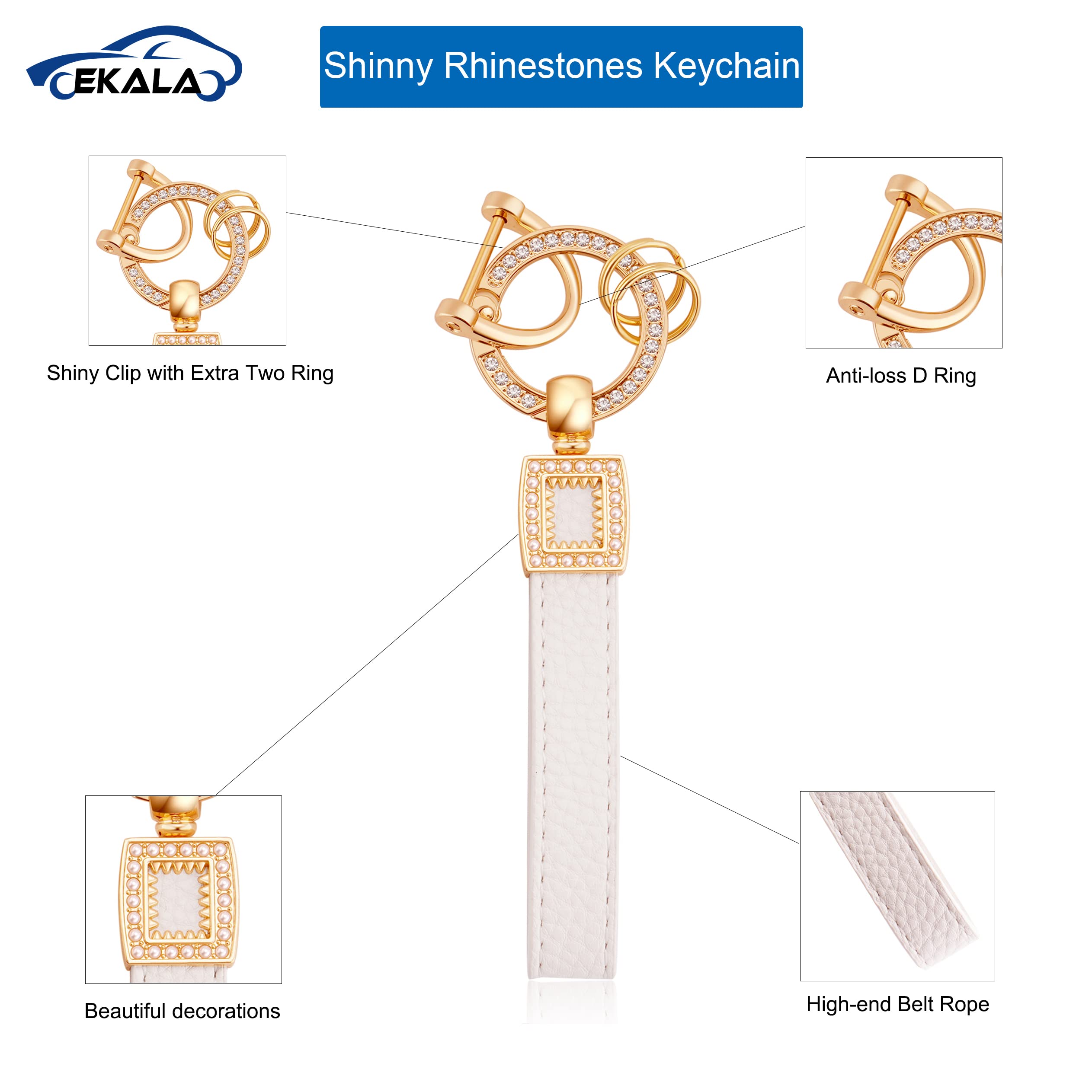 EKALA for BMW Key Fob Cover Soft TPU Full Protection Smart Key Case Shell White with Leather Keychain Lanyard Fit for BMW X1 X2