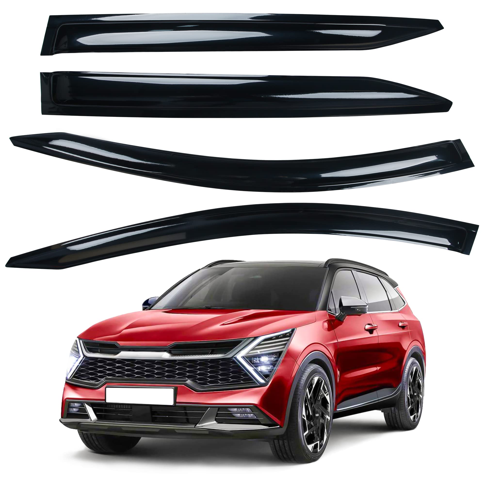AUXKO Window Rain Guard for Kia Sportage 2023 2024 2025 LX EX SX Prestige X-Pro X-Line Tape-On Shatterproof Sun Smoke Guard Vent