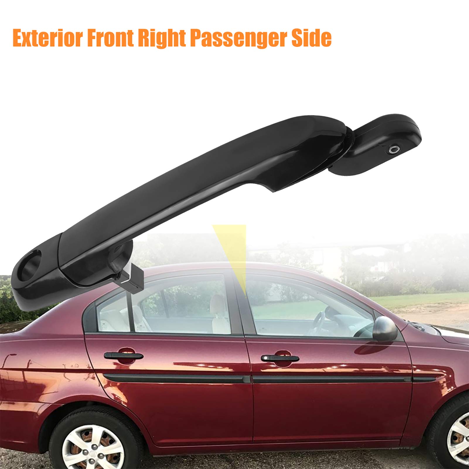 Npauto Exterior Door Handle Front Right Passenger Side Replacement For Hyundai Accent 2006 2007 2008 2009 2010 2011, Black, 80699 826601E050