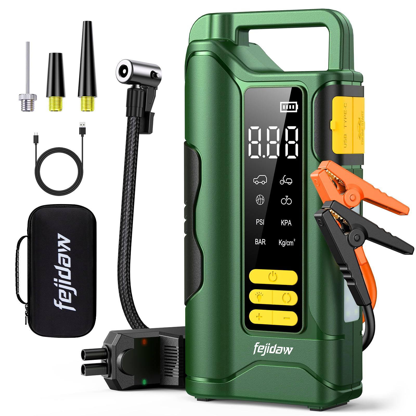 Jump Starter with Air Compressor,6000A Car Battery Jumper Starter, 20000mAh Battery Jumper Starter Portable for 10L Gas/Diesel E