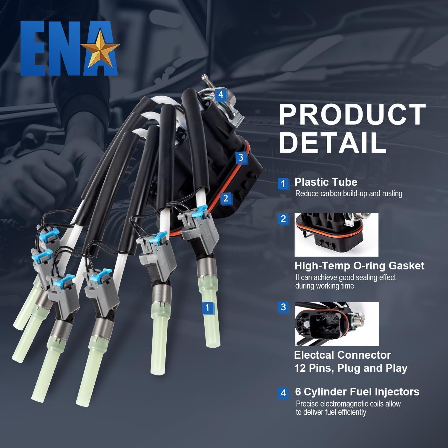 ENA FJ503 Spider Fuel Injectors 6 Cylinder for 17113673 19210688 Compatible with Chevrolet GMC Isuzu Oldsmobile Astro Blazer Exp