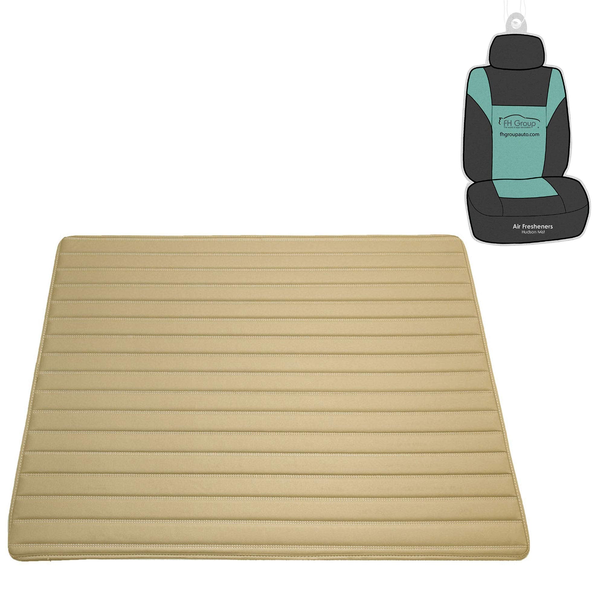 Fh Group F16500 Deluxe Heavy-Duty Faux Leather Multi-Purpose Cargo Liner, Striped, 32   , Beige Color - Universal Fit For Trucks