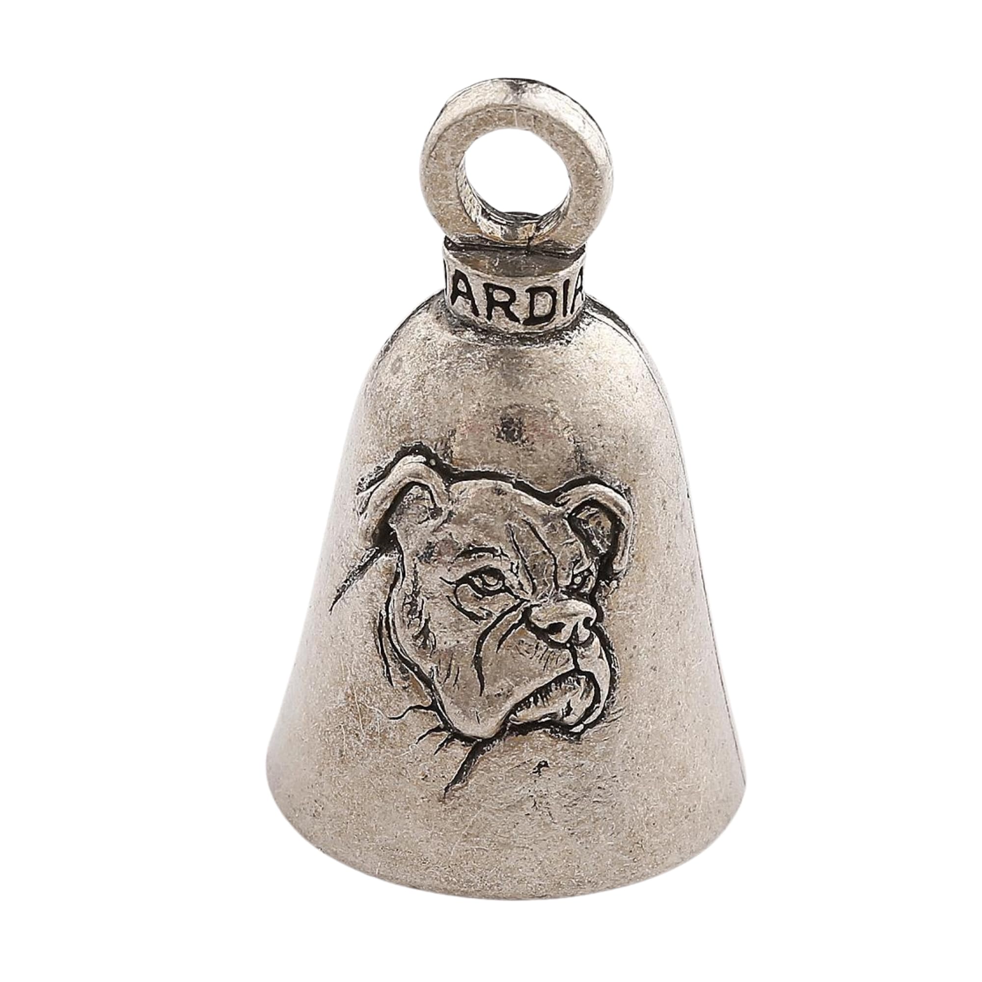 Guardian Bell Boxer Dog Good Luck Bell W/Keyring & Black Velvet Gift Bag | Motorcycle Bell | Lead-Free Pewter | Made In Usa
