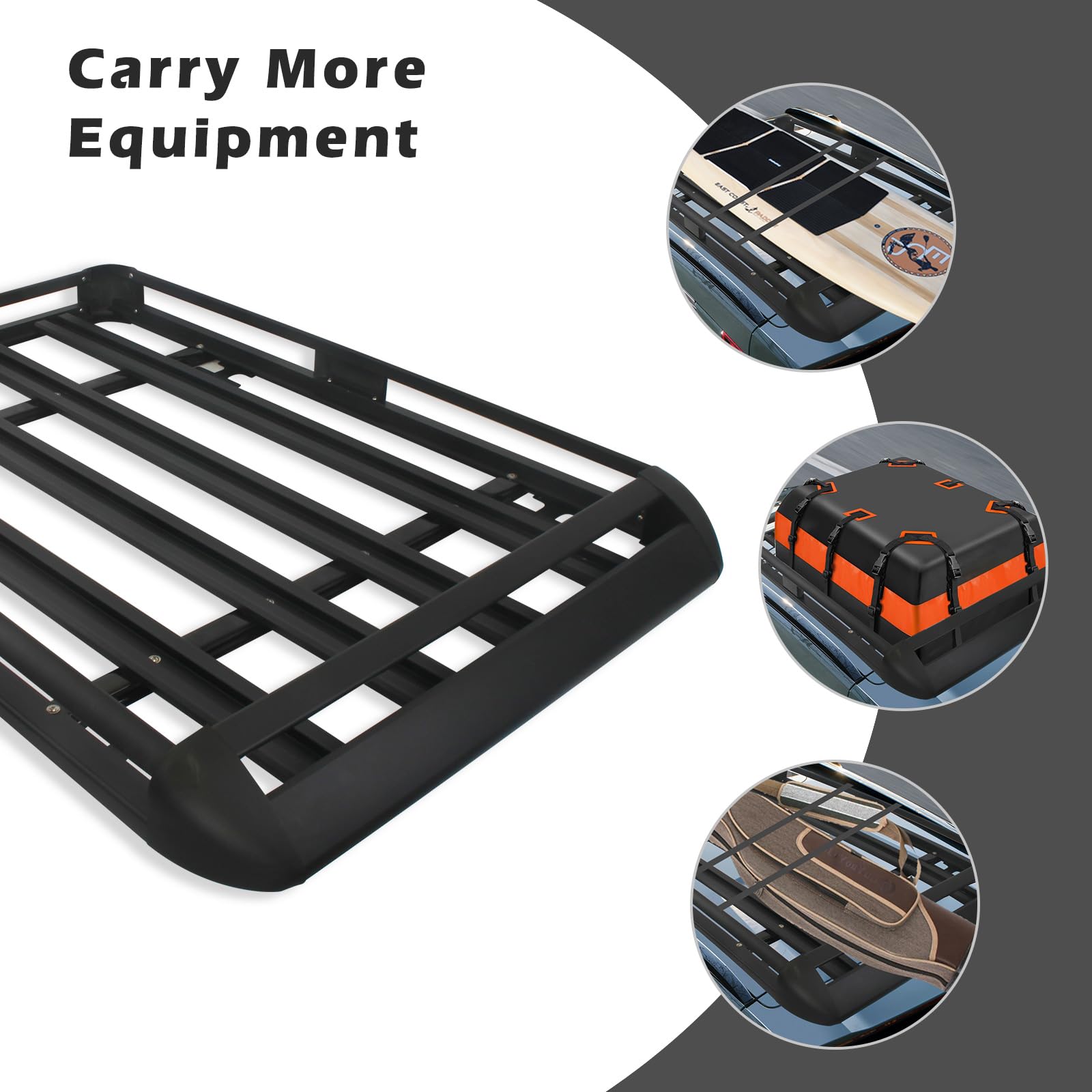 Updated Roof Rack Cargo Basket Carrier, 63'' x 38'' Aluminum Alloy Luggage Holder for SUV, Truck, Car - Universal Design with 15