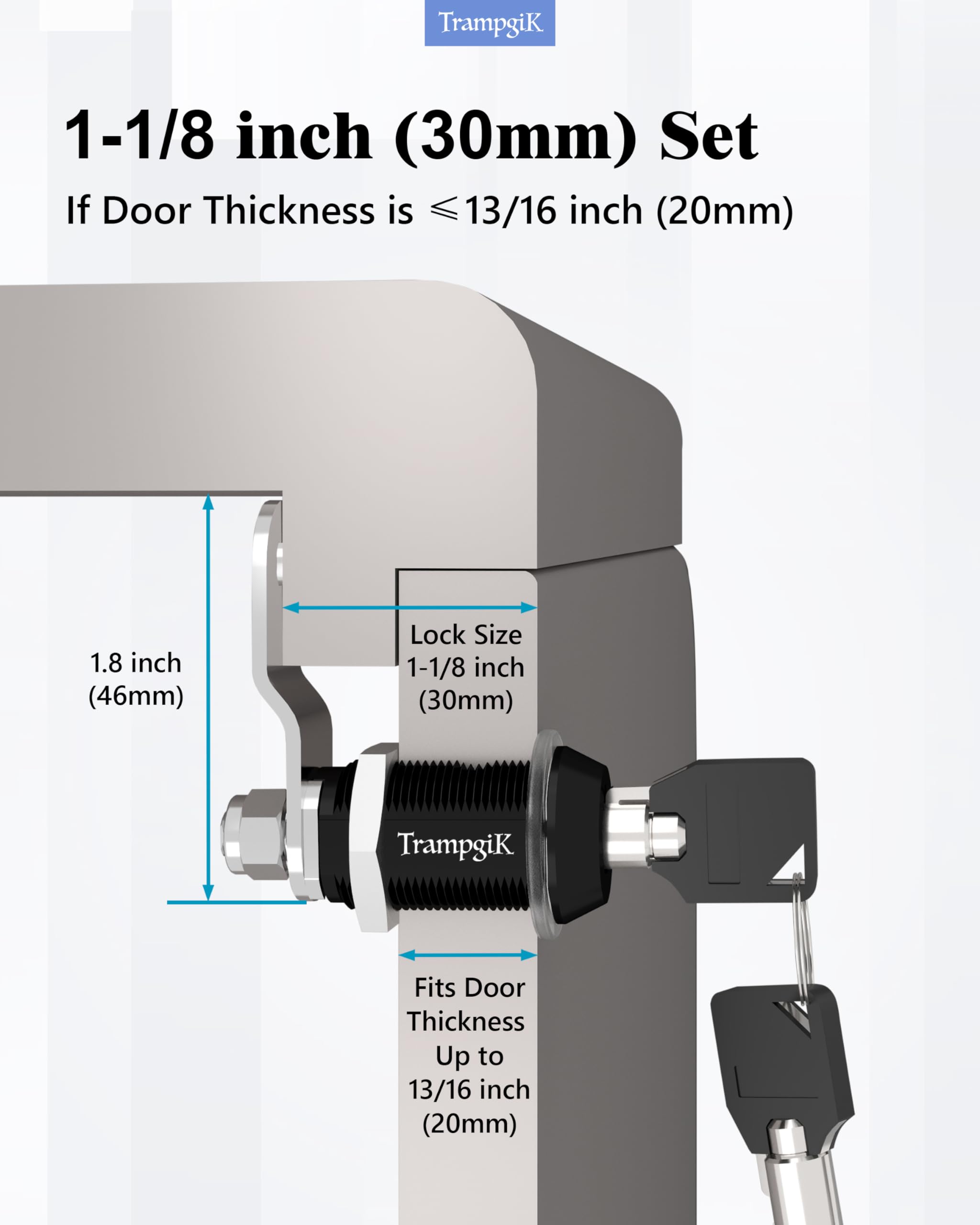 Trampgik Rv Storage Locks, 1 1/8    Camper Compartment Storage Door Locks With Keys, For Rv Camper Travel Trailer,Drawer Cabinet