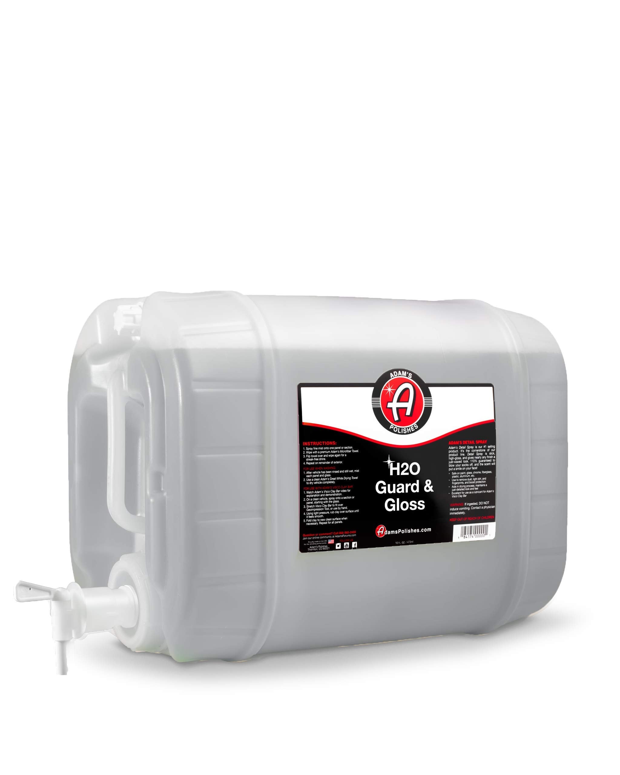 Adam'S Polishes H2O Guard & Gloss (5 Gallon) - Car Detailing Hybrid Top Coat Silica Sealant, Car Wax & Polish Quick Detailer | A
