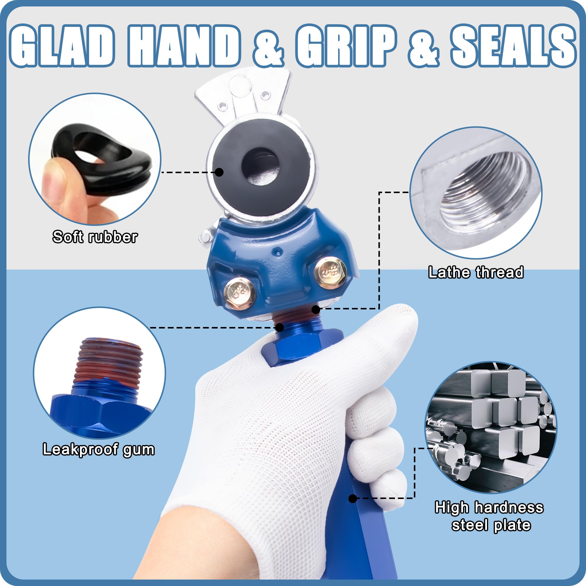 Ailbiuko Air Brake Line Hose Coil Assembly Coiled Set 15 Ft Air Lines Semi Truck Trailer Hoses,1/2'' Npt Dot Fittings With Glad