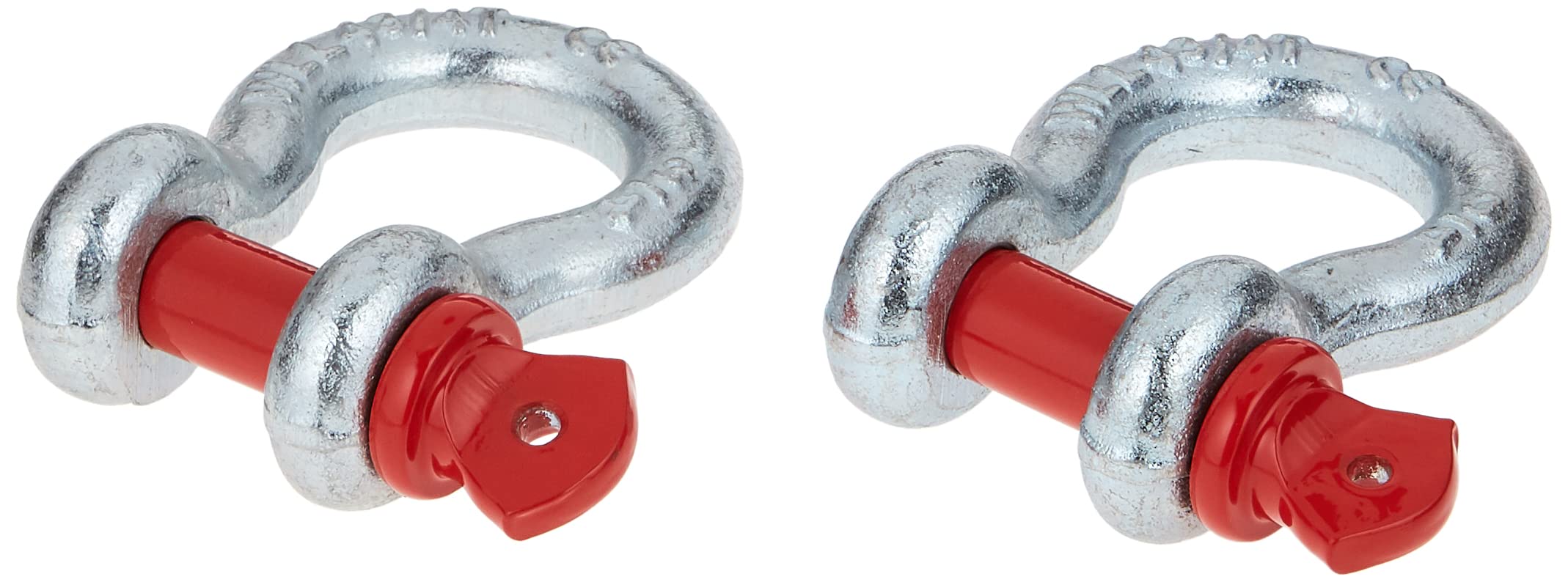 Rugged Ridge | D-Ring Shackle Kit, 3/4 inch, Silver with Red pin, Steel, Pair | 11235.01