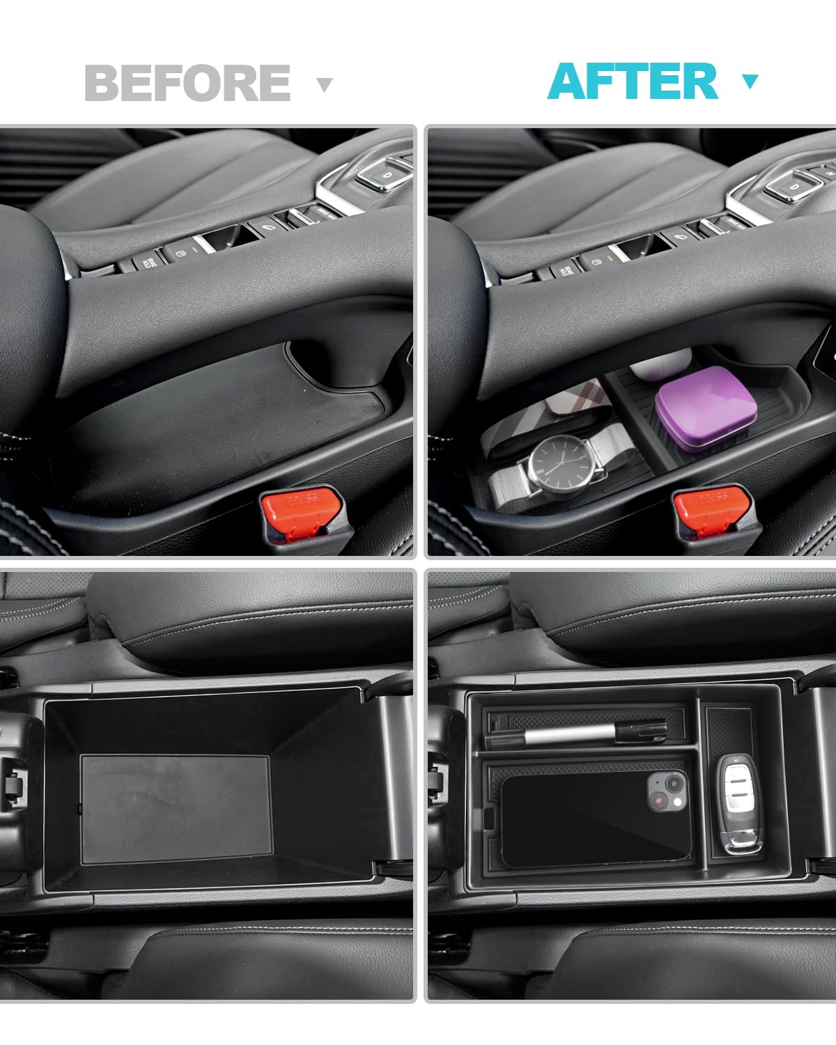 Cdefg 2Pcs For 2023 2024 2025 Hr-V Center Console Organizer Tray For 2023-2025 Honda Hr-V Lower Console Tray Storage Box Floor T