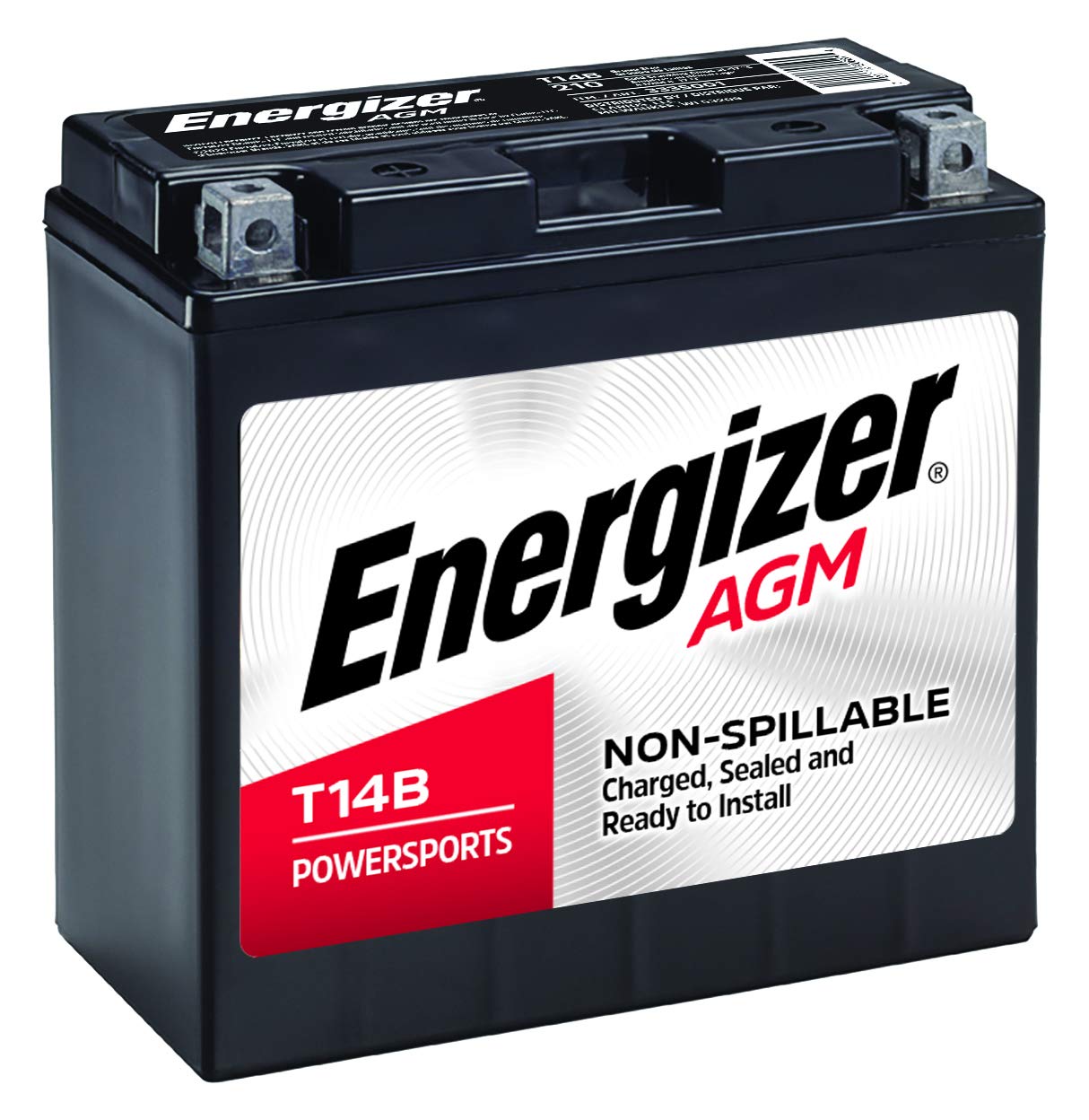 Energizer T14B Agm Motorcycle 12V Battery, 210 Cold Cranking Amps And 12 Ahr. Replaces: Yt14B-4 And Others