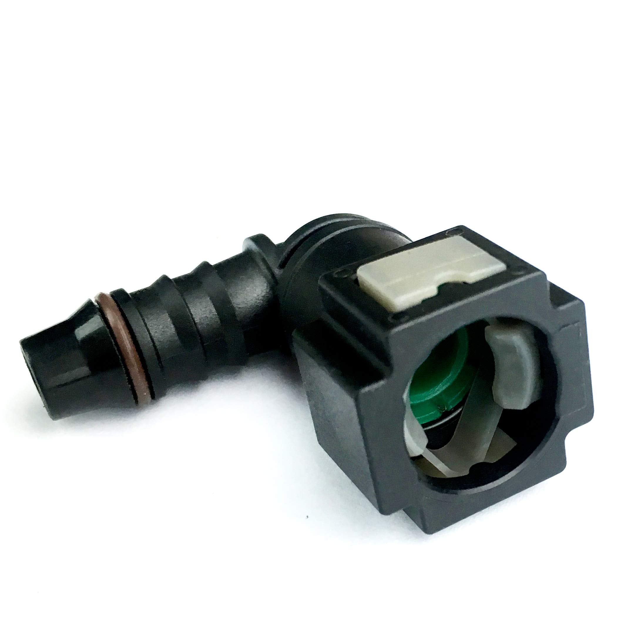 Fuel Line Quick Connector 5/16 Bundy Female To Barb For 6Mm Id Nylon Tubing Elbow 90 Degree For 5/16 Steel To 1/4 Nylon Tube, Pack Of 2