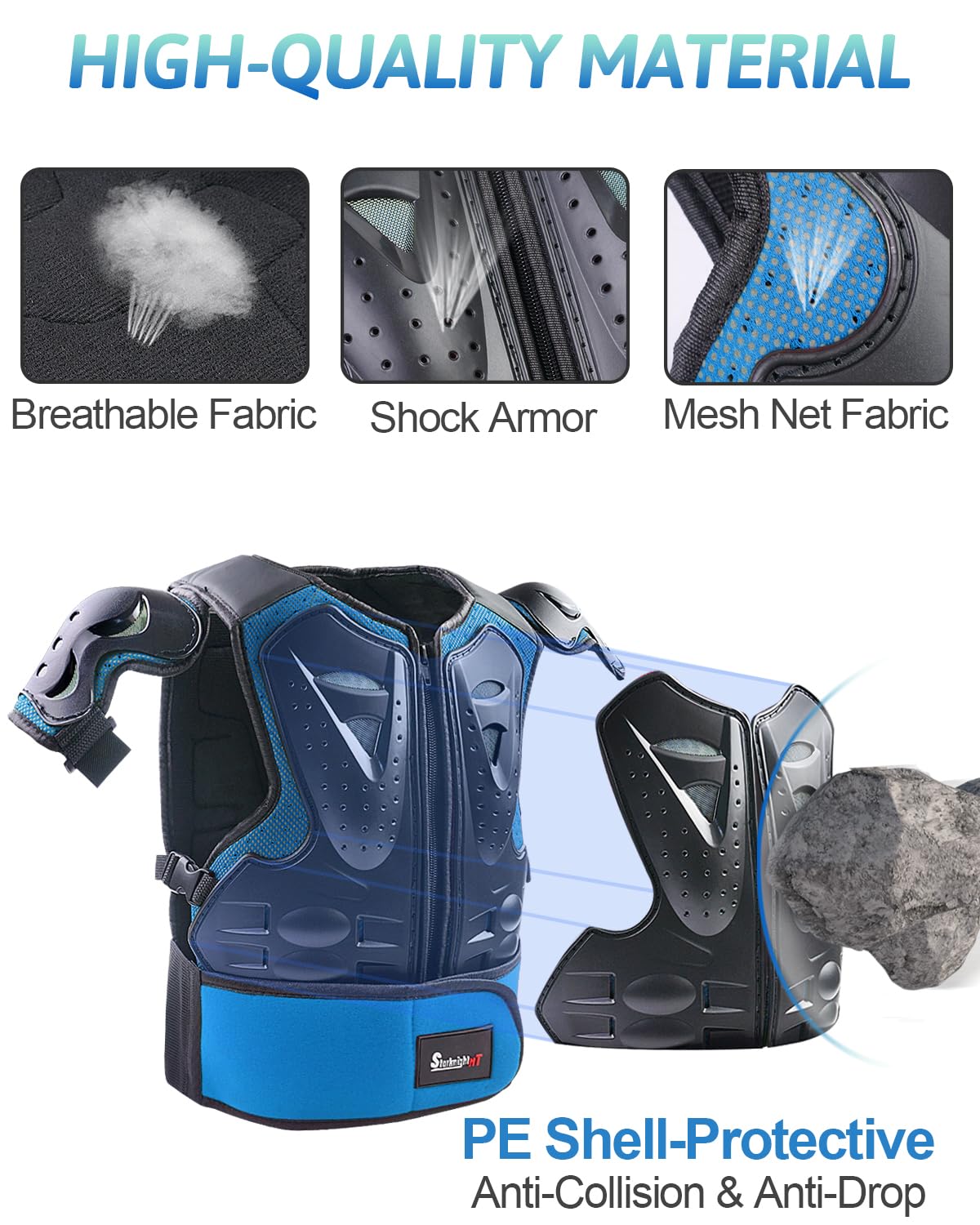 Starknightmt Kids Motorcycle Armor Suit Dirt Bike Gear Riding Protective Chest Spine Back Protector Shoulder Arm Elbow Knee Protector Pads For Cycling Skateboard,Skiing,Skating,Off-Road