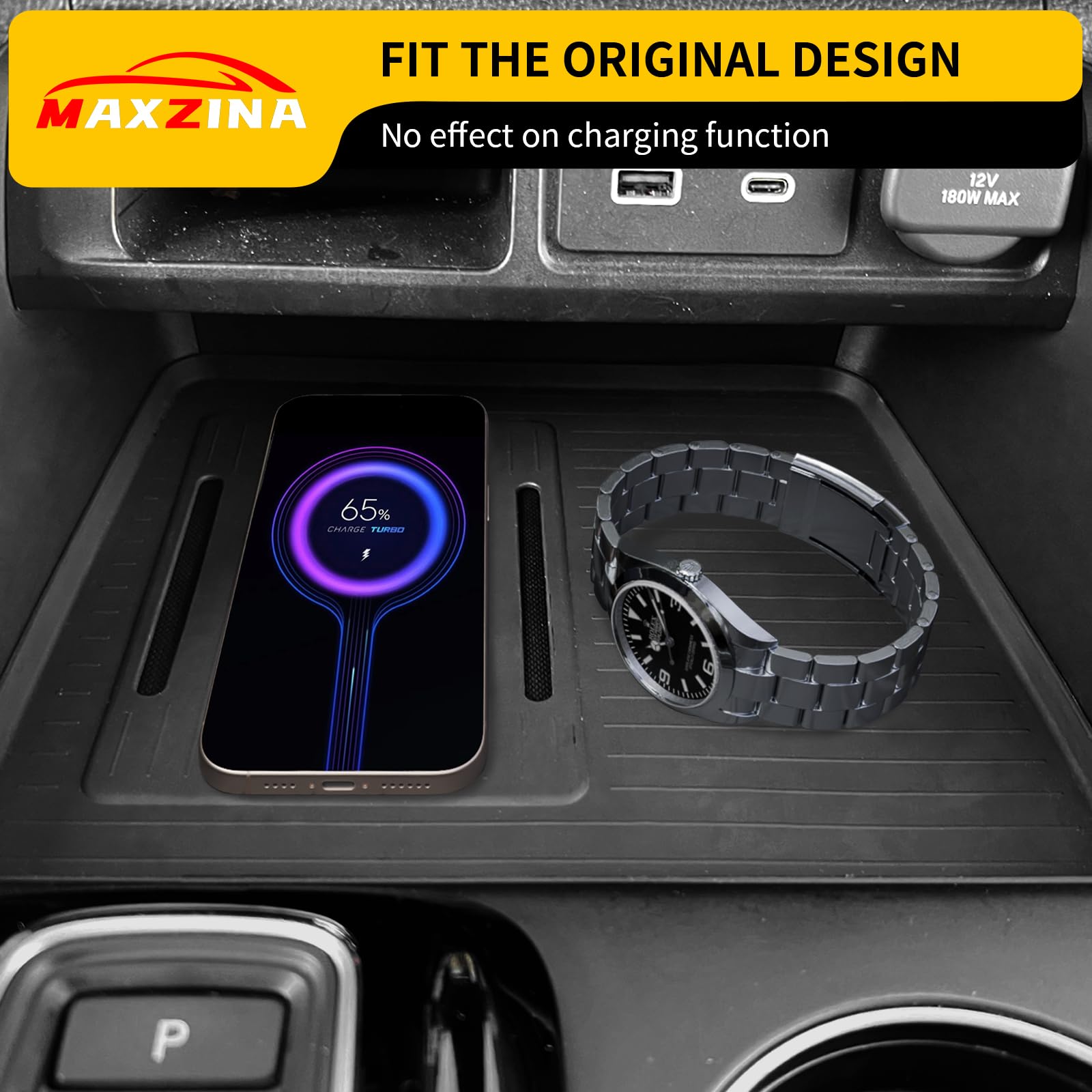 Maxzina Center Console Mat Compatible with 2023 2024 2025 Honda Pilot Interior Wireless Charging Mat Center Console Anti-Slip Pr