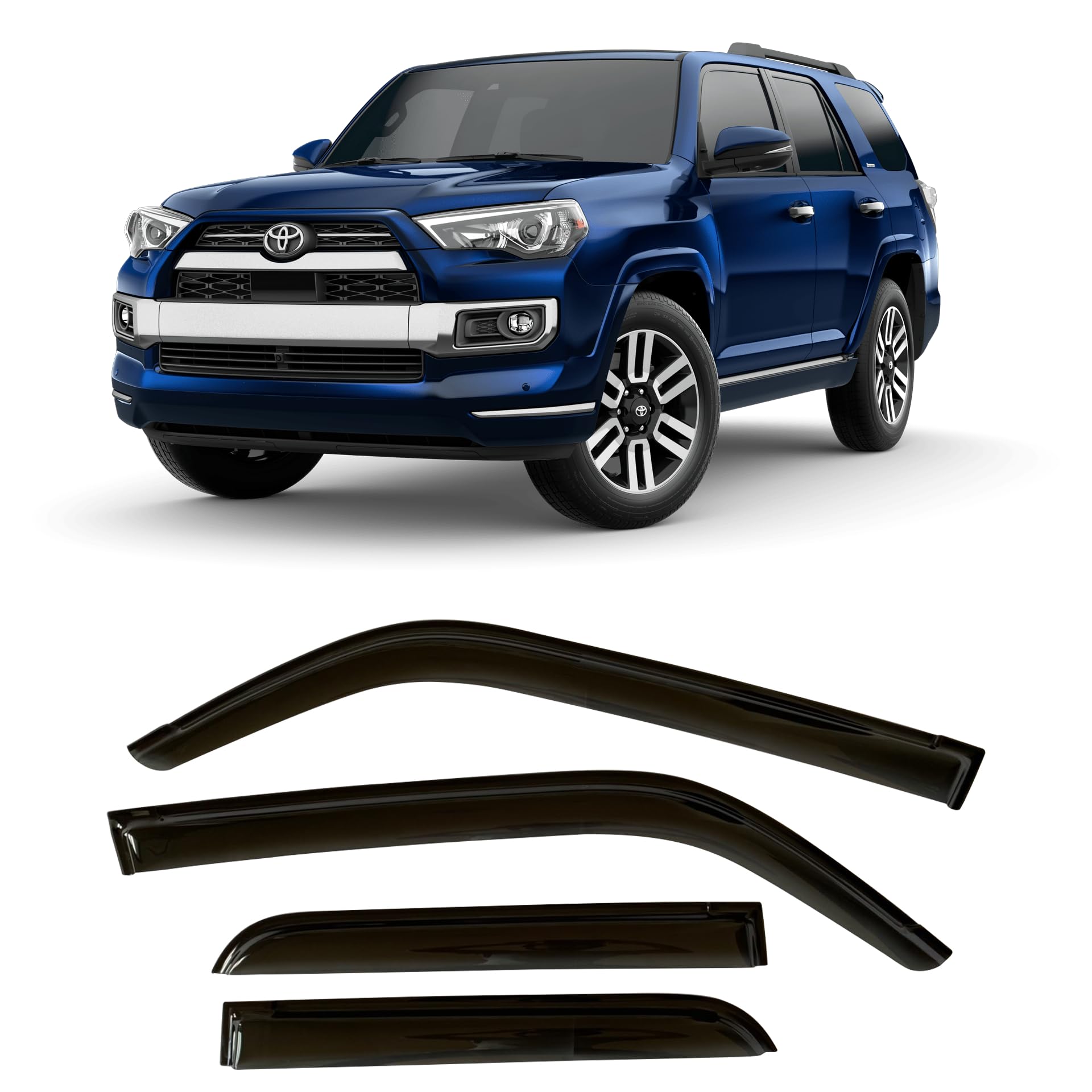 2010-2024 Tape-On Rain Guards For Toyota 4Runner Side Window Visor Deflectors Extra Thick Vent Shade Protector