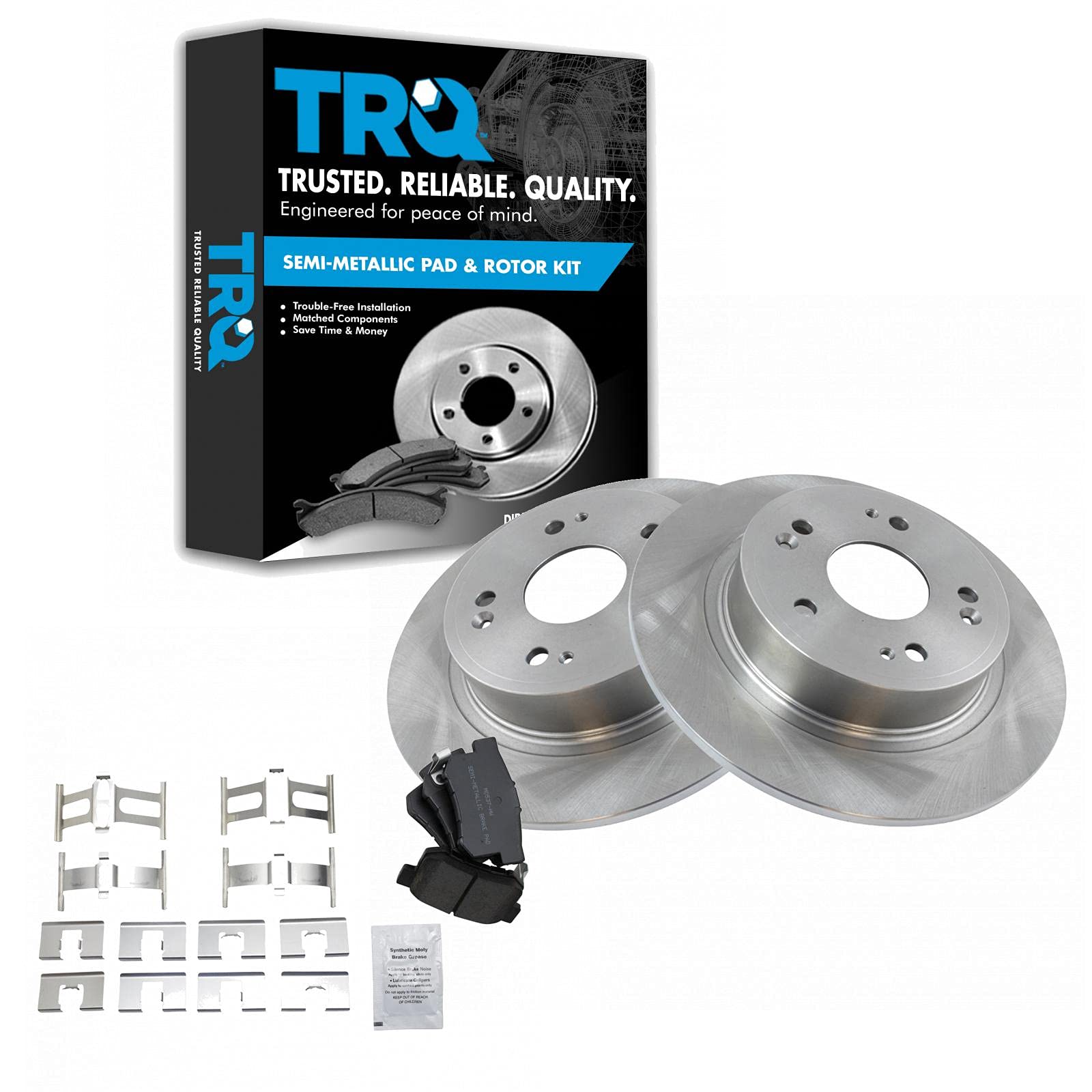 Trq Rear Brake Pad & Rotor Kit Brake Pads Brake Rotor Semi-Metallic Compatible With 2016-2019 Acura Ilx 2005-2007 Honda Accord