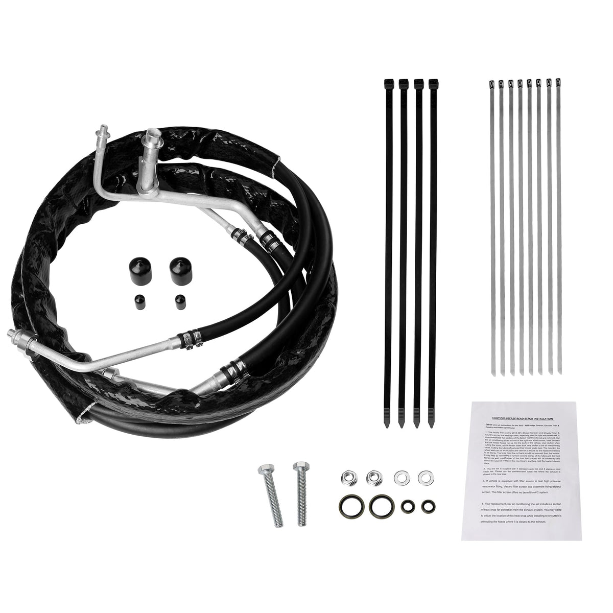 Rear/Aux AC Line Set Rear Cooling AC Line Hose Air Conditioning Hoses Compatible with 2012-2019 Dodge Caravan Dodge Grand Carava