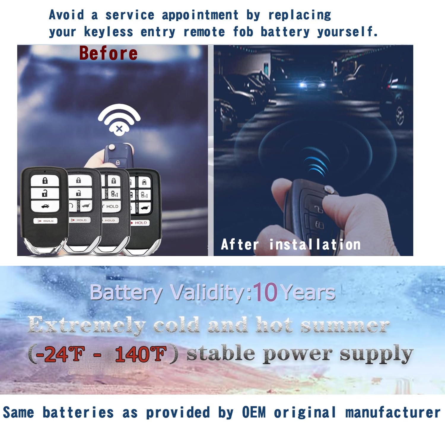 KKNCO Honda Key Fob Battery Replacement - 2 Packs, Silver, Compatible with CRV, Civic, Accord, Pilot, Odyssey, HRV, Fit, Passport, Ridgeline, Insight