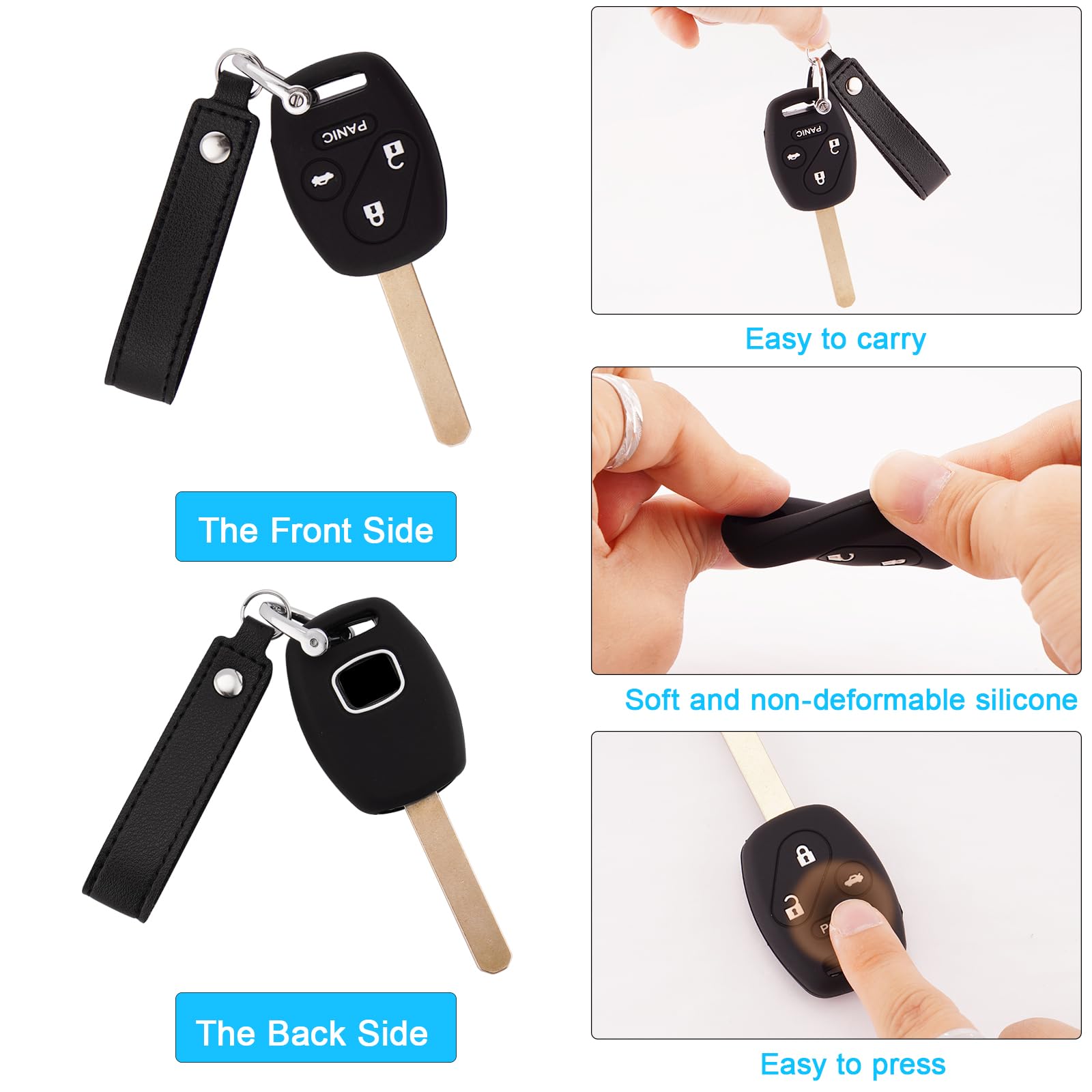 Koaudb Silicone Rubber Key Fob Cover Compatible With Honda Accessories 4 Buttons Accord Civic Cr-V Pilot Element Accord Crosstou