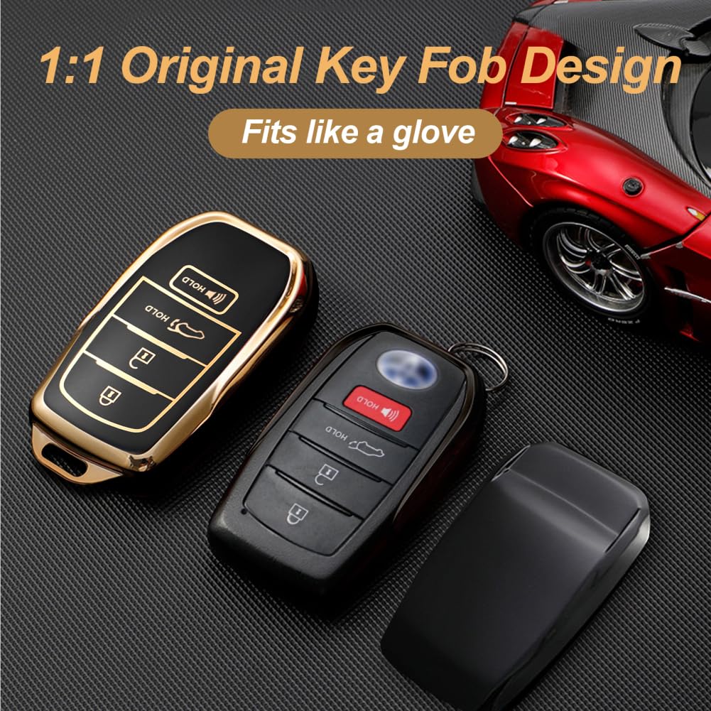 Compatible with Toyota Key Fob Cover with Keychain, for Crown Corolla Cross Grand Highlander Tundra Prius Venza Sequoia Land Cru