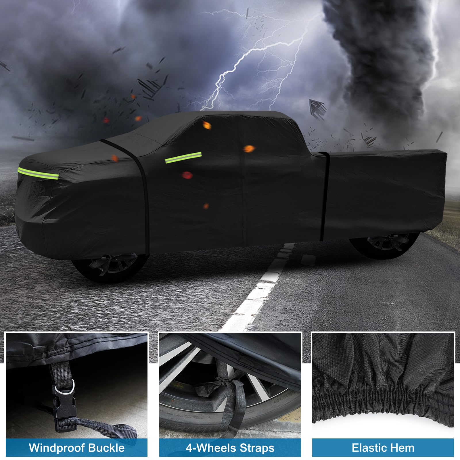 Truck Cover for Chevy Silverado Crew Cab Long Bed 8.3ft Heavy Duty Waterproof Car Covers with Zipper All Weather Full Pickup Cov