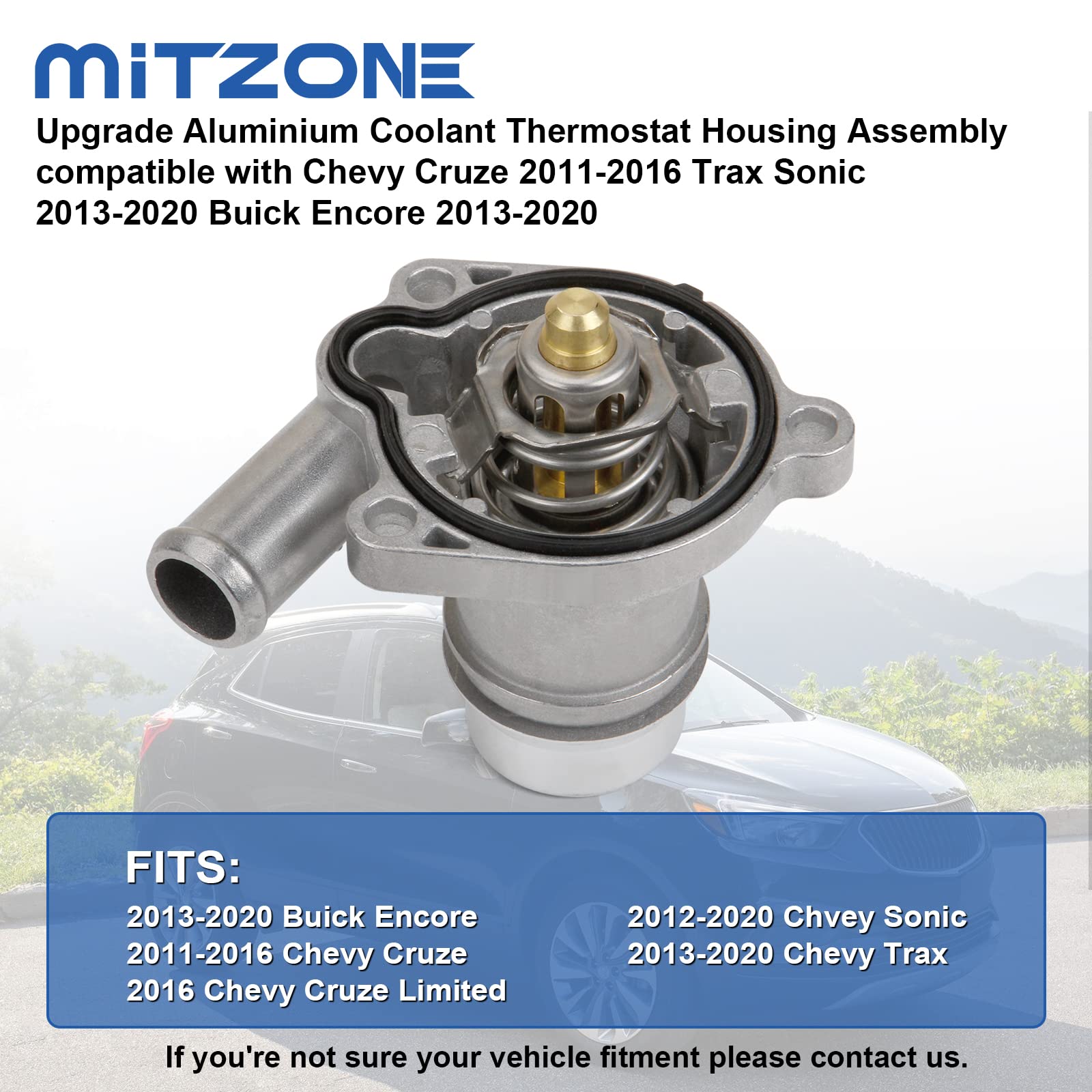 MITZONE Aluminum Coolant Thermostat Housing for Chevy Cruze 2011-2016, Trax Sonic 2012-2020, Buick Encore 2013-2019, Replace 252004